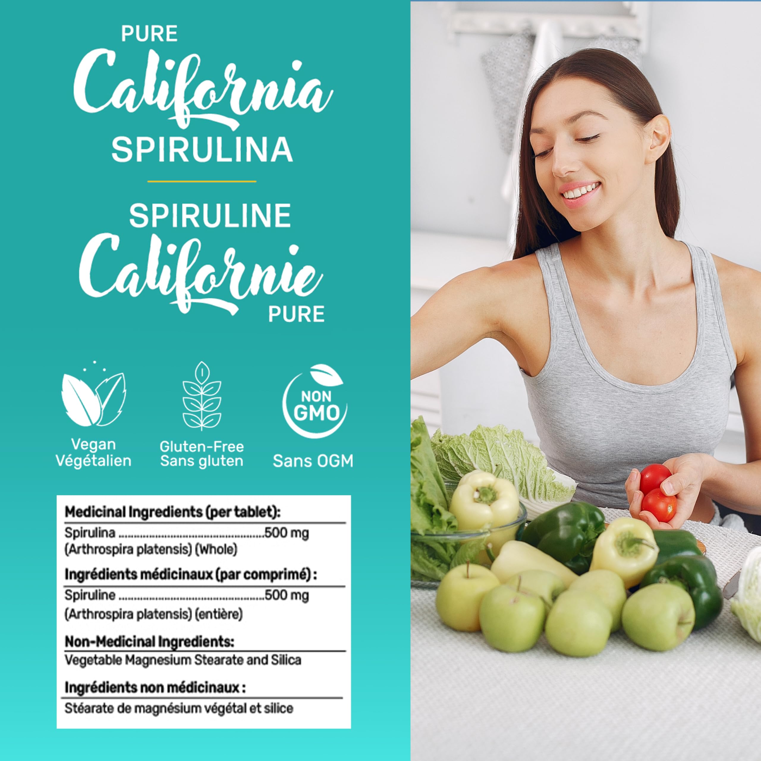 Gandalf California Pure Spirulina Tablets 500mg 150 Tablets - Grown in California, Non-GMO, Vegan, Ultrapure Blue-Green Algae, Packed with Essential Nutrient, Support Vitality & Wellness