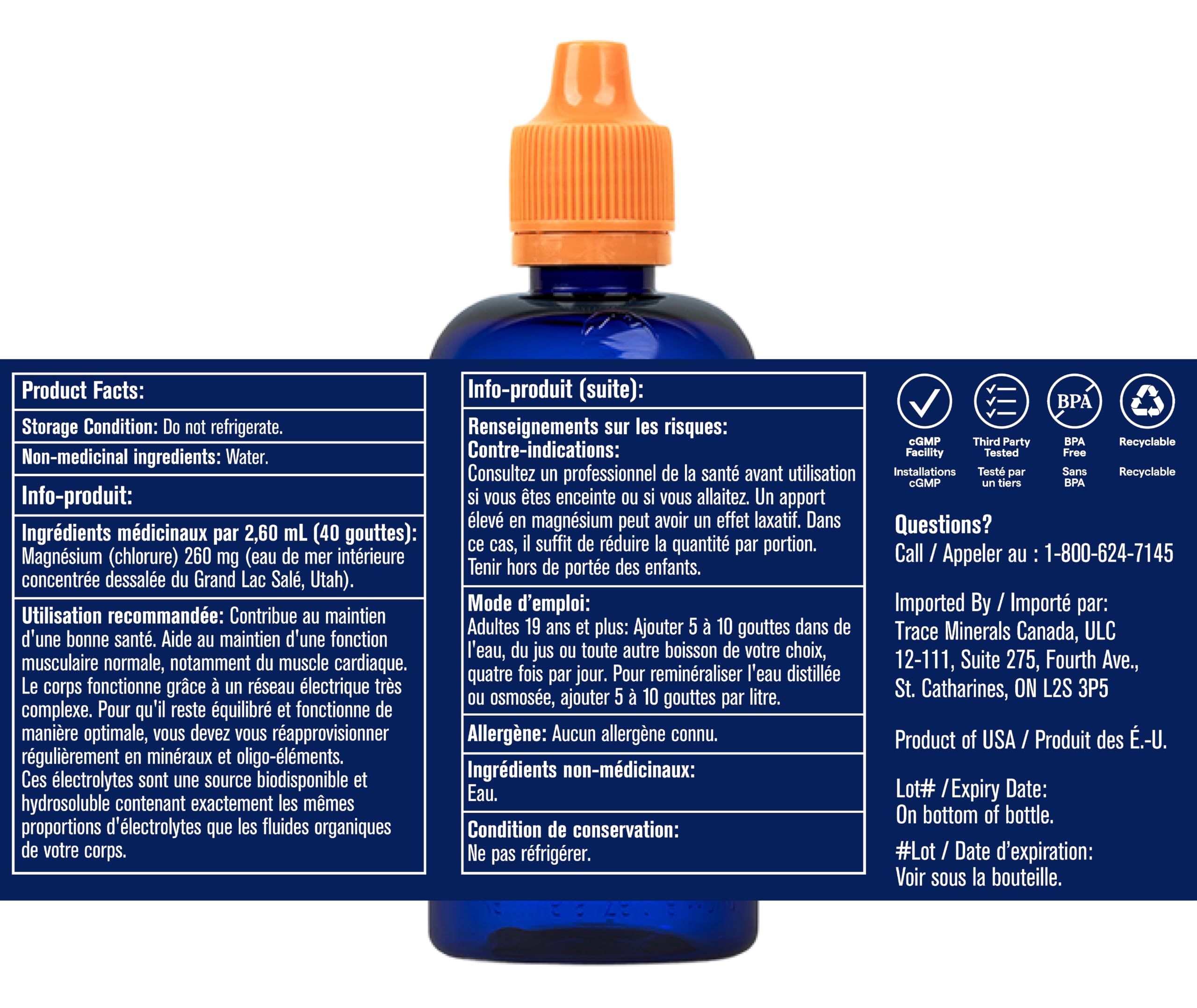 Trace Minerals ConcenTrace Drops | 240 ML, 96 Day Supply | Full Spectrum Minerals | Ionic Liquid Magnesium, Chloride, Potassium | Low Sodium | Energy, Electrolytes, Hydration