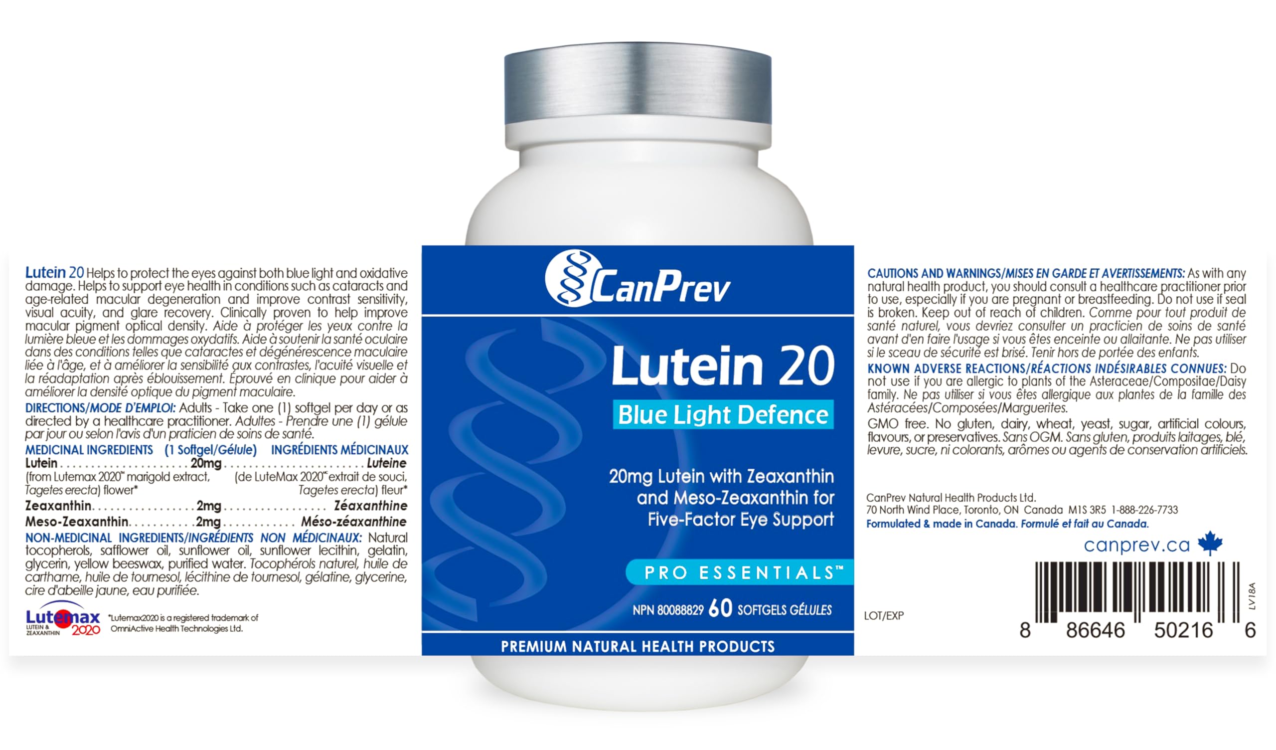 CanPrev Lutein 20 - Blue Light Defence 60 Softgels 60 count