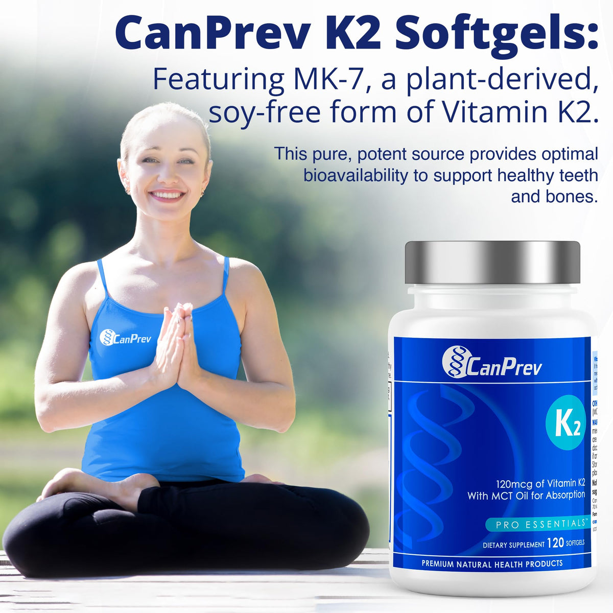 CanPrev K2 MK7 Softgels, 120 mcg, Coconut Oil, 120 Softgels, 120 Day Supply