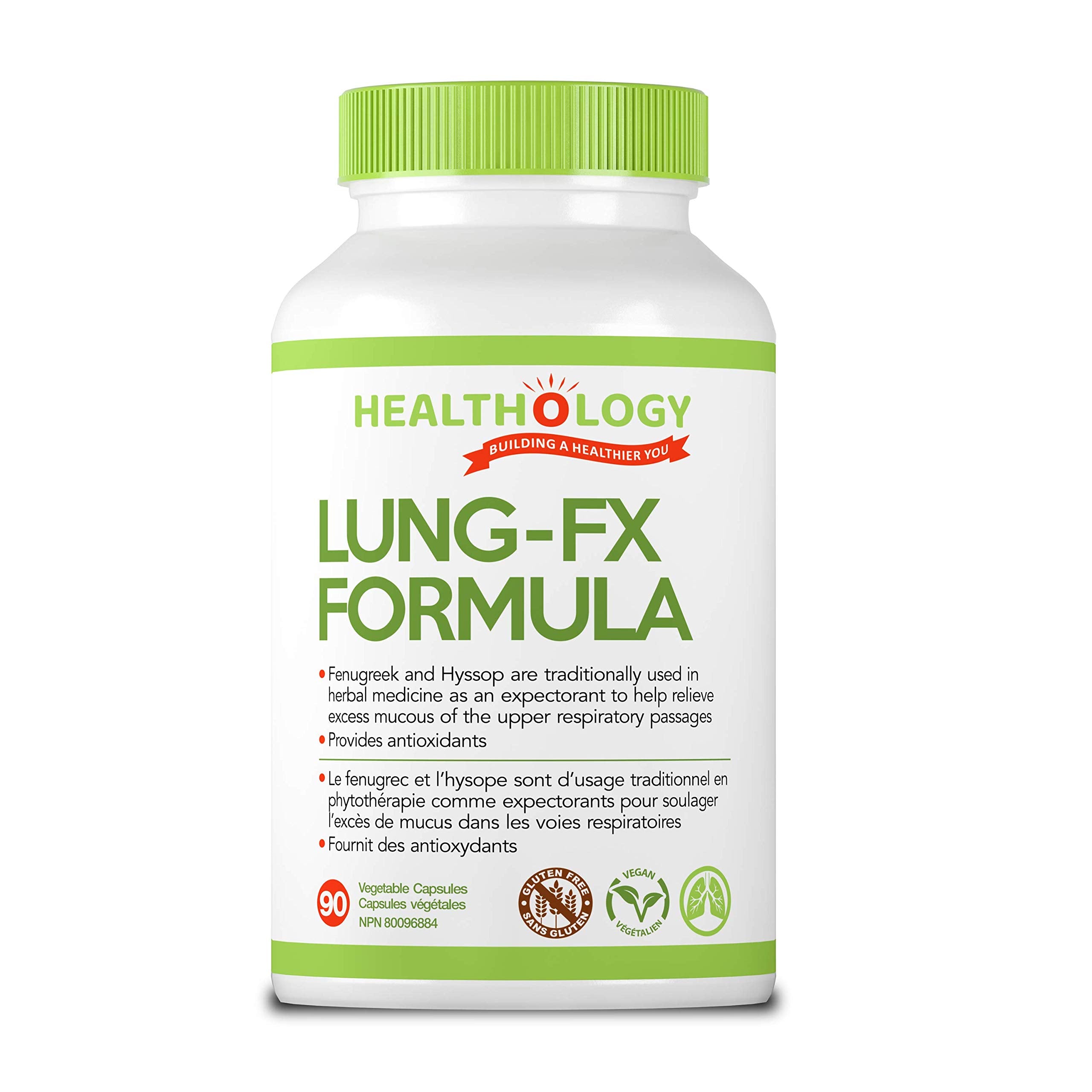 Healthology Lung-FX Formula – Respiratory & Lung Health Support, Mucus-Clearing Expectorant & Antioxidant Blend with NAC, Fenugreek & Mullein – 90 Veg Capsules – Vegan, Gluten-Free, Non-GMO