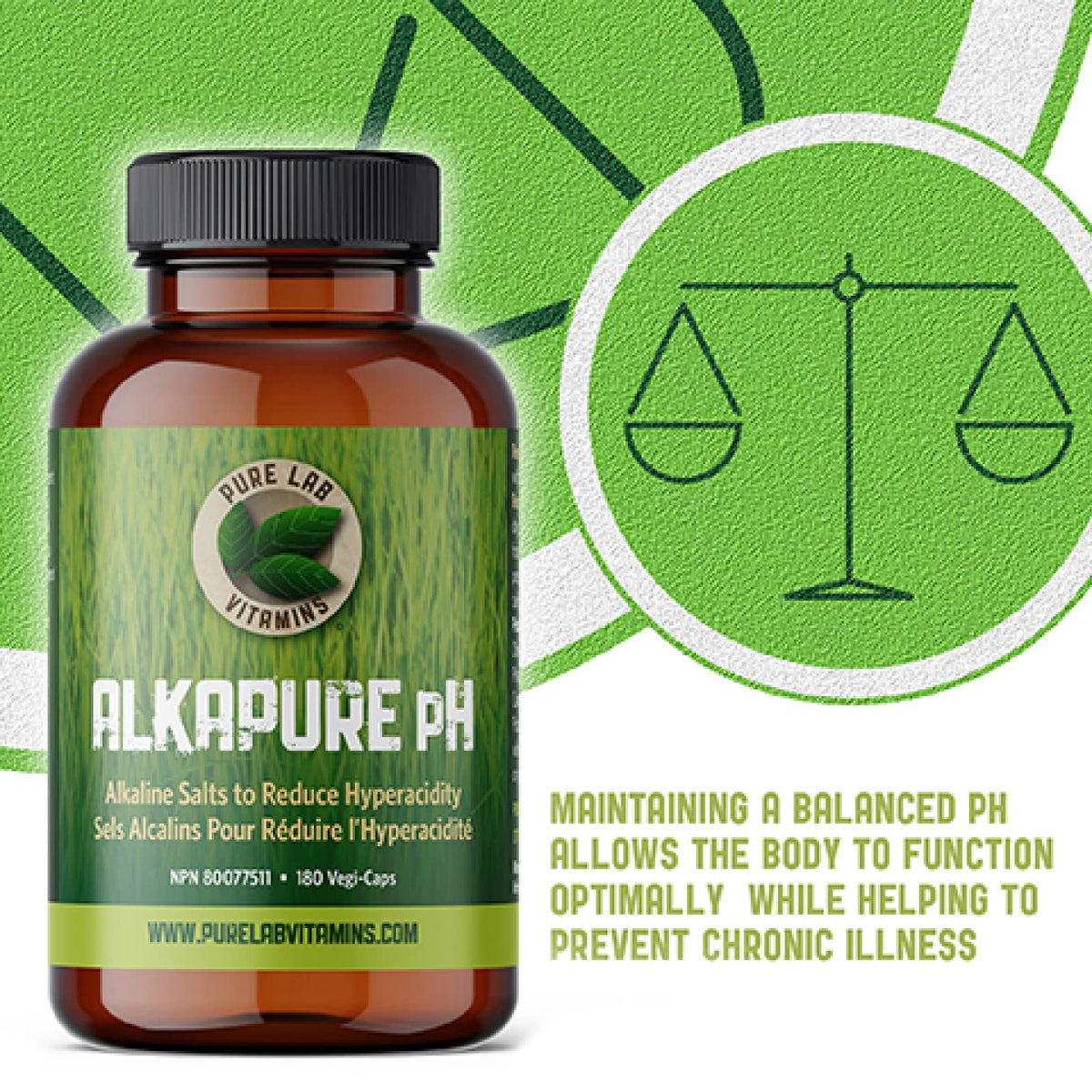 Pure Lab Vitamins | Alkapure pH | 180 Capsules | Alkaline pH Balance Pills | Essential Minerals Supplement | Antigas and Bloating Relief for Men & Women | Indigestion and Heartburn Relief | Antacid Pills