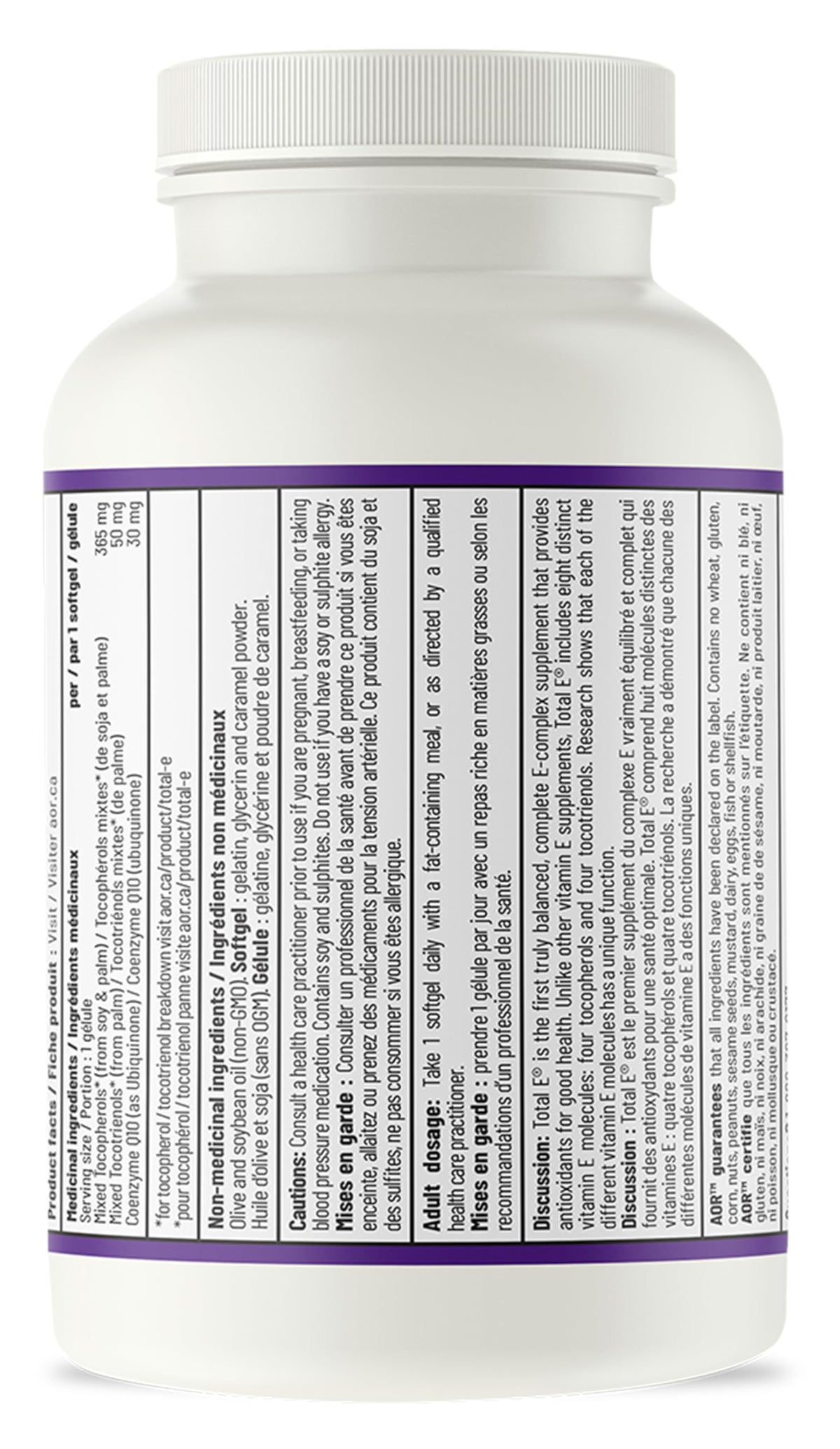 AOR Total E Softgels, 8 Forms of Vitamin E, 120 Softgels, 120-Day Supply