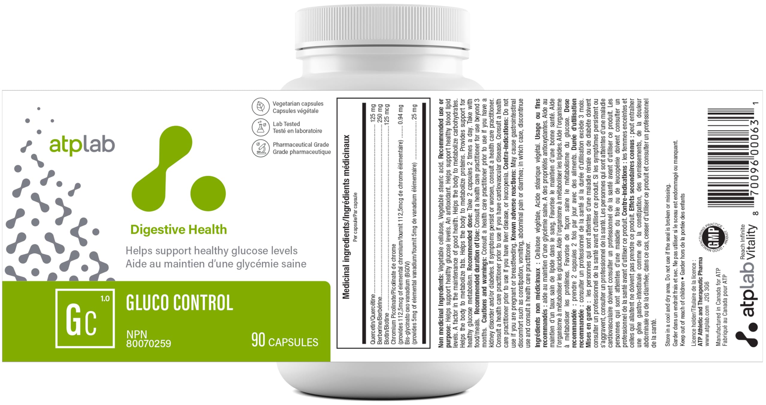 ATP LAB - Gluco Control 90 Capsules - Digestive Health - Kidney Stone Relief - Immune System Booster for Adults - Blood Glucose Pills & Blood Lipids