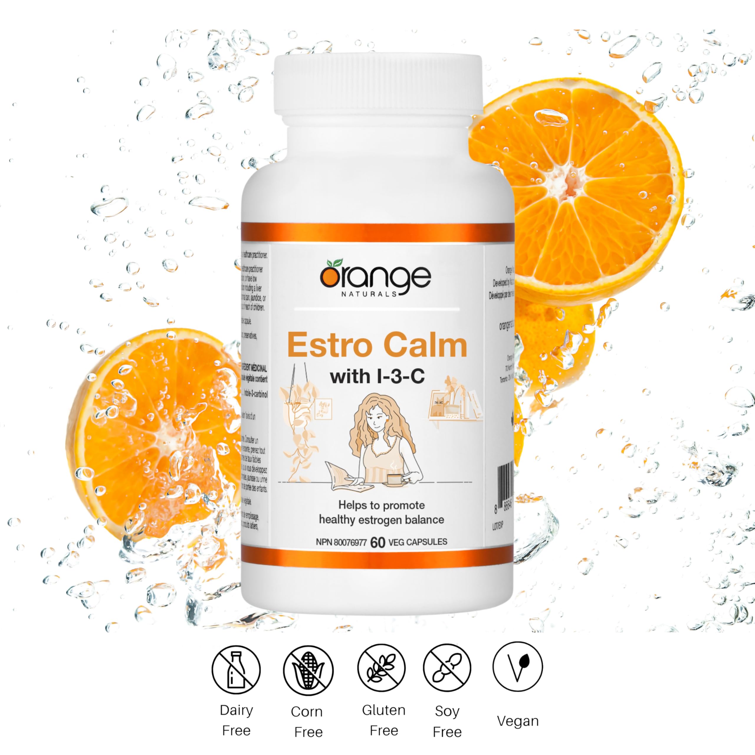 Orange Naturals - Estrogen Calm with Indole-3-Carbinol 200mg, 60 Capsules 60-Day Supply - Womens Hormone Balance Supplement - Helps to Promote Healthy Estrogen Metabolism Balance - I3C Supplement
