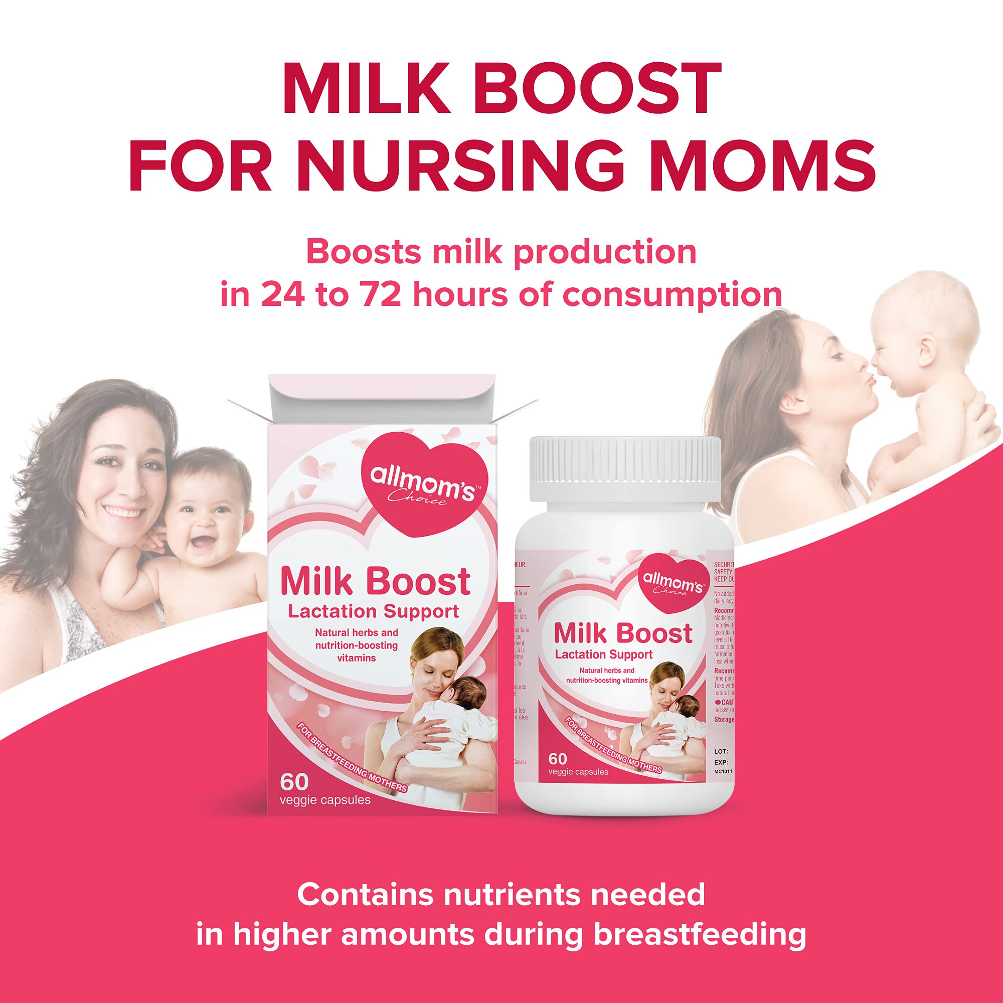 Complément de Lactation pour Augmenter le Lait Maternel, avec Fenugrec, Fenouil et Nutriments Essentiels, Sûr pour la Maman Allaitante et le Bébé - Approvisionnement de 30 Jours - Allmom's Choice