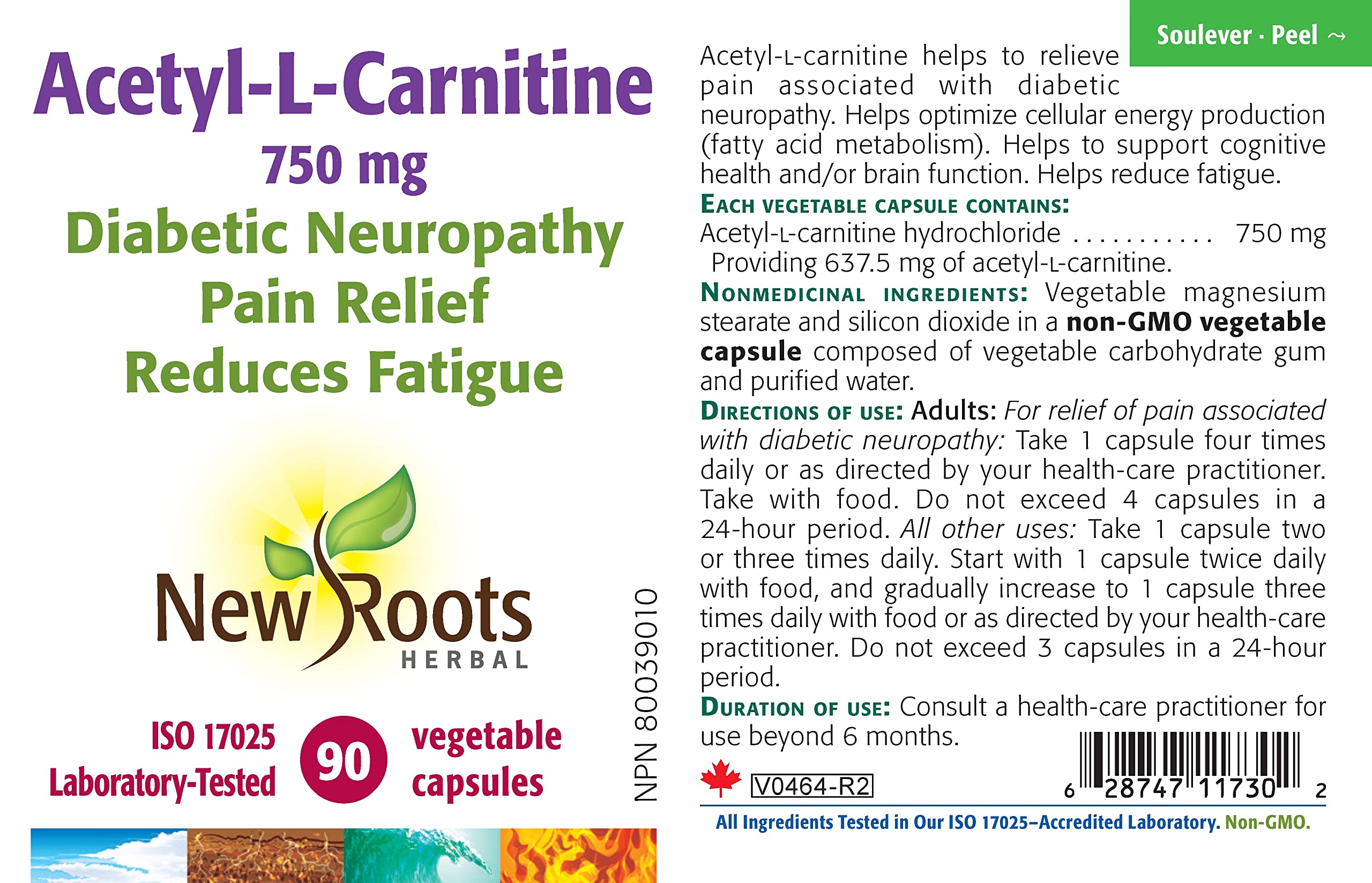 New Roots Herbal - Acétyl-L-Carnitine 90 gélules - 750 mg par gélule - Soutien cérébral, améliore la mémoire et l'attention, augmente l'endurance - Soutient la fonction cognitive et le bien-être cardiovasculaire