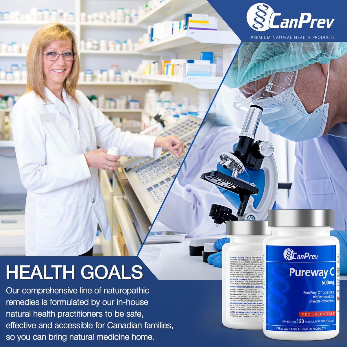 CanPrev Pureway C, Vitamin C Capsules, 600mg, 120 Capsules, 120 Day Supply