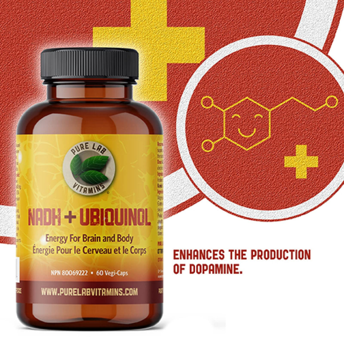 Pure Lab Vitamins | NADH Nicotinamide Adenine Dinucleotide + Coq10 Ubiquinol | 60 Capsules | Vitamin B3 Supplement | B3 Vitamin Nicotinamide Supplement | Brain Energy, Mental Clarity Supplemet