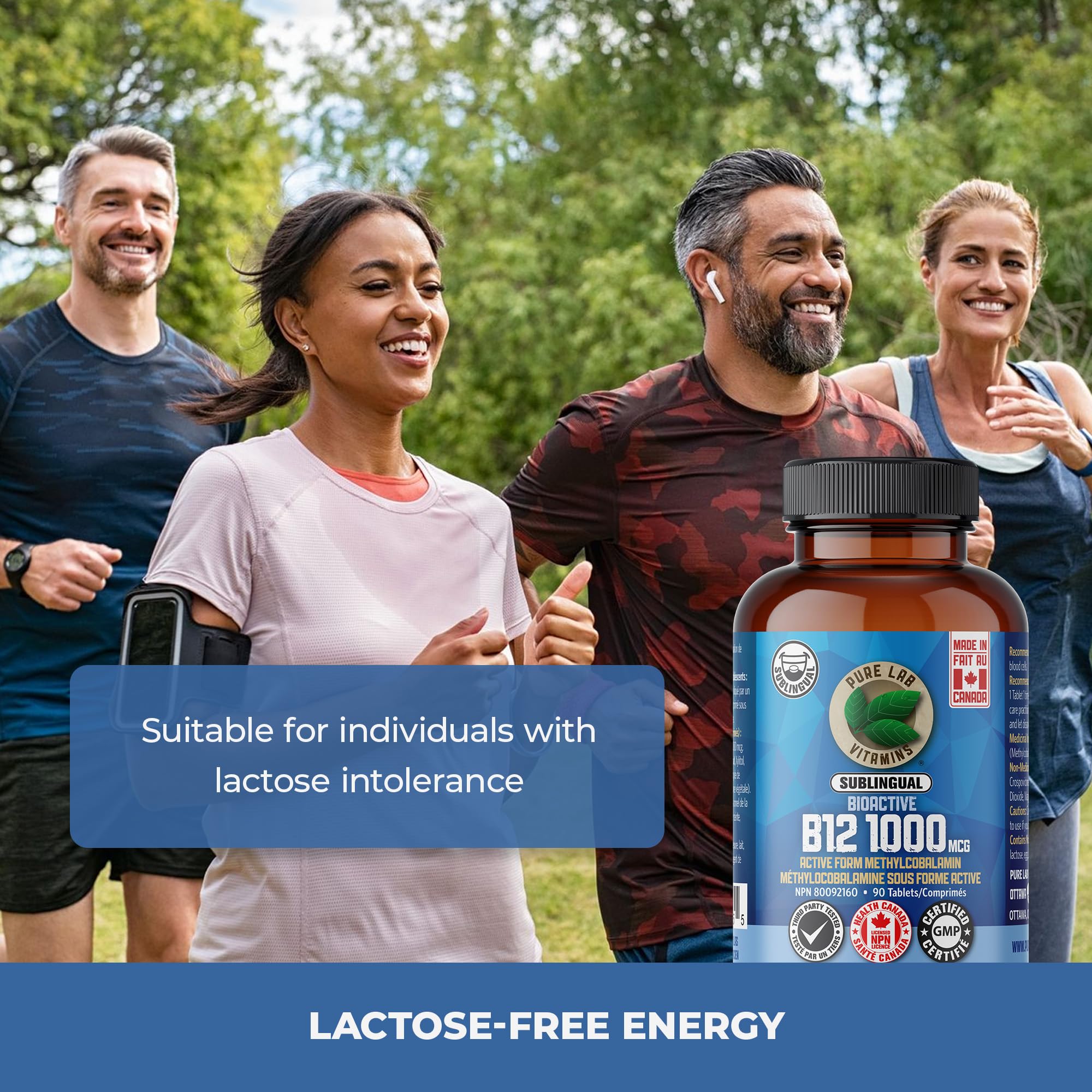 Pure Lab Vitamins BioActive B12 1000 mcg - Lactose Free, Sugar Free