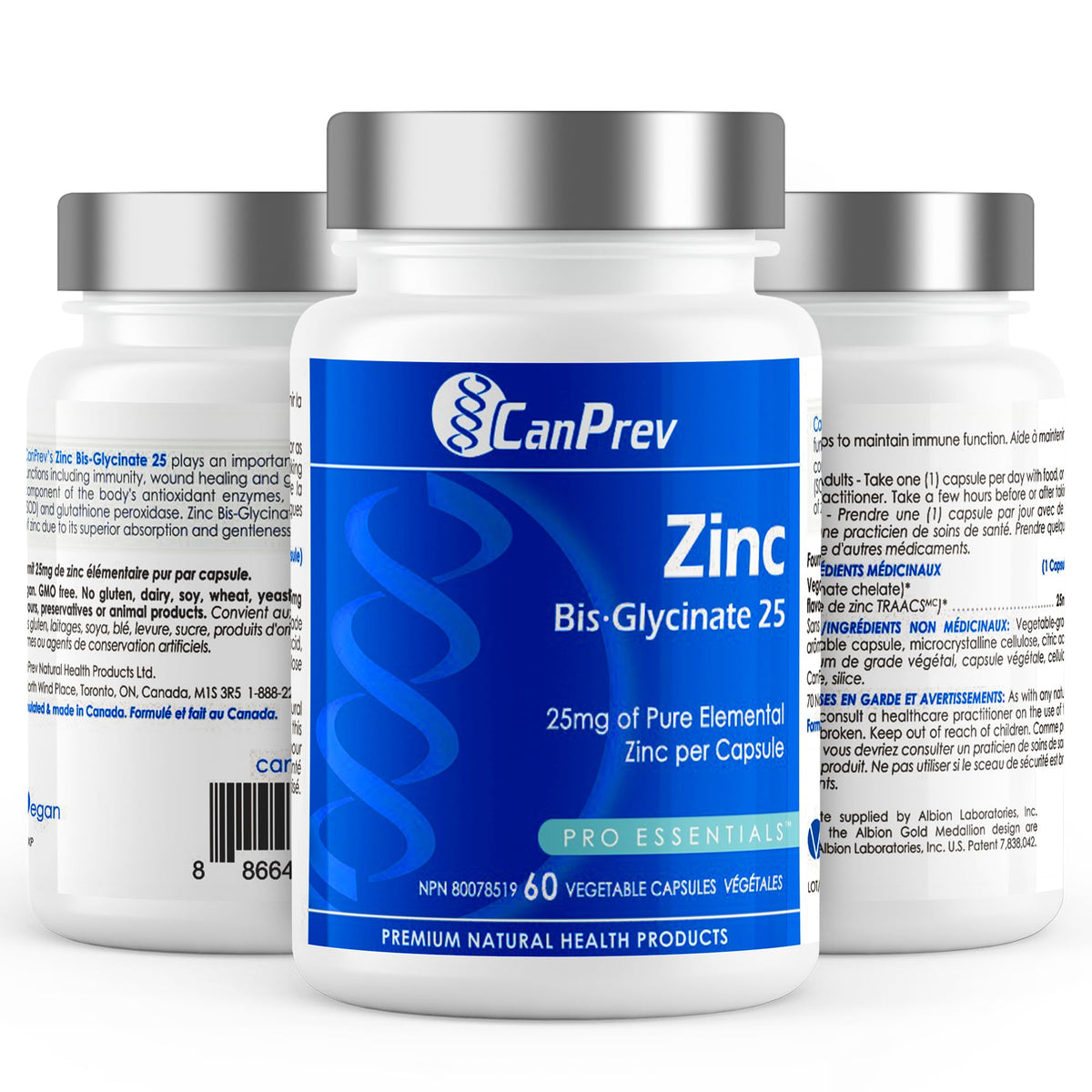 CanPrev Zinc Bisglycinate Chelate 25mg Capsules, 60 Capsules, 60 Day Supply