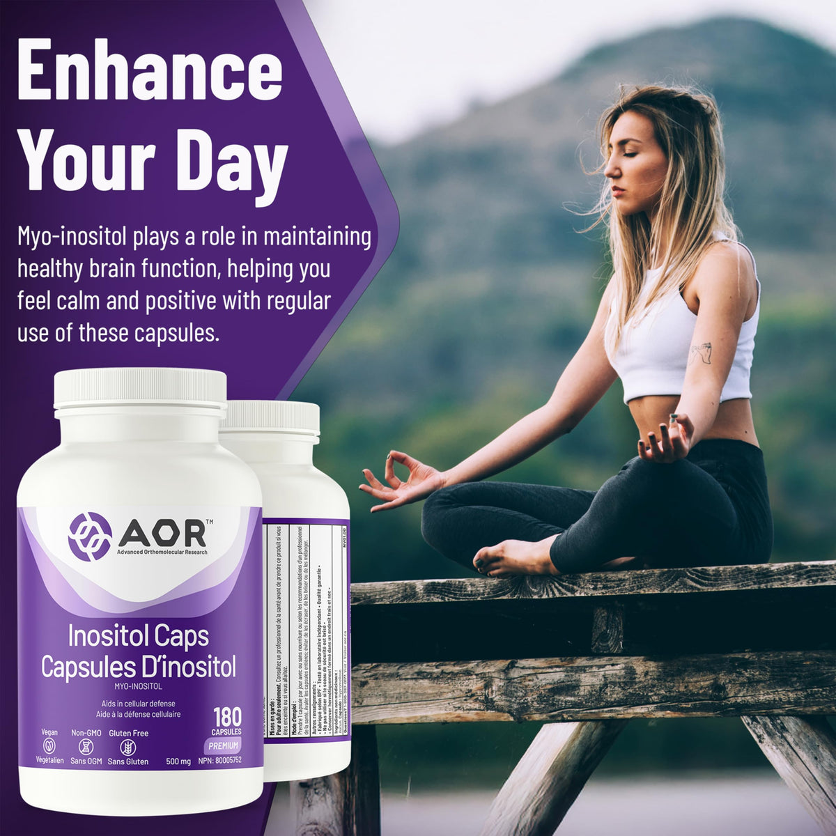 AOR Inositol Supplement, Myo-Inositol Supplement, 180 Caps, 6 Months Supply