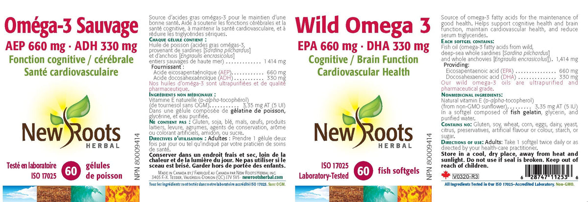 New Roots Herbal Omega 3 Fish Oil, EPA 660mg DHA 330mg, 60 Softgels