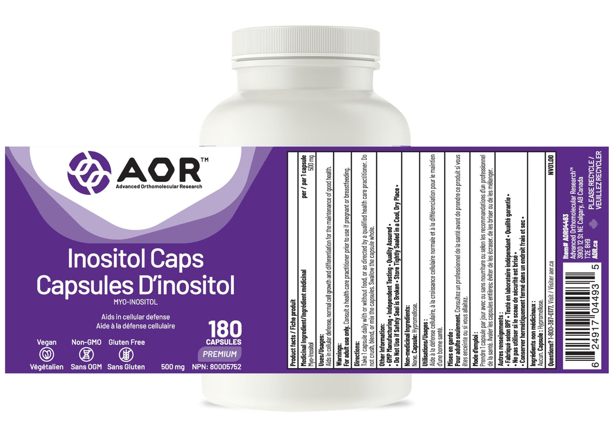 AOR Inositol Supplement, Myo-Inositol Supplement, 180 Caps, 6 Months Supply