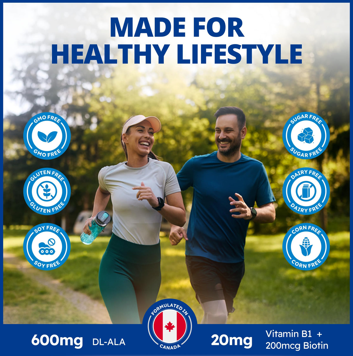 CanPrev Alpha Lipoic Acid 600mg Capsules, Vitamin B1 & Biotin, 60 Capsules