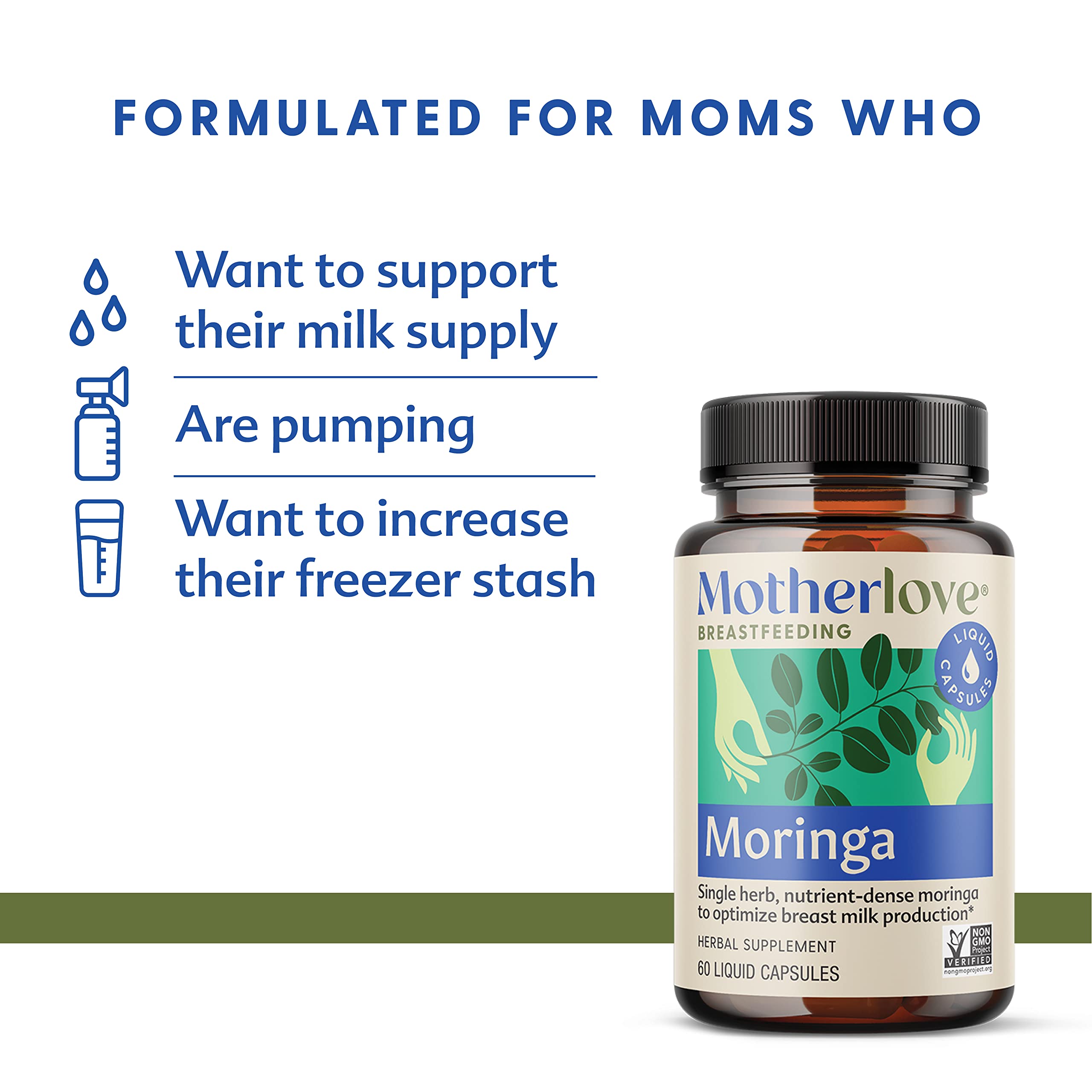 Motherlove Moringa (60 Capsule Value Size) Lactation Supplement to Optimize Breast Milk Supply‚ÄîNon-GMO, Organic Herbs, Vegan, Kosher, Soy-Free