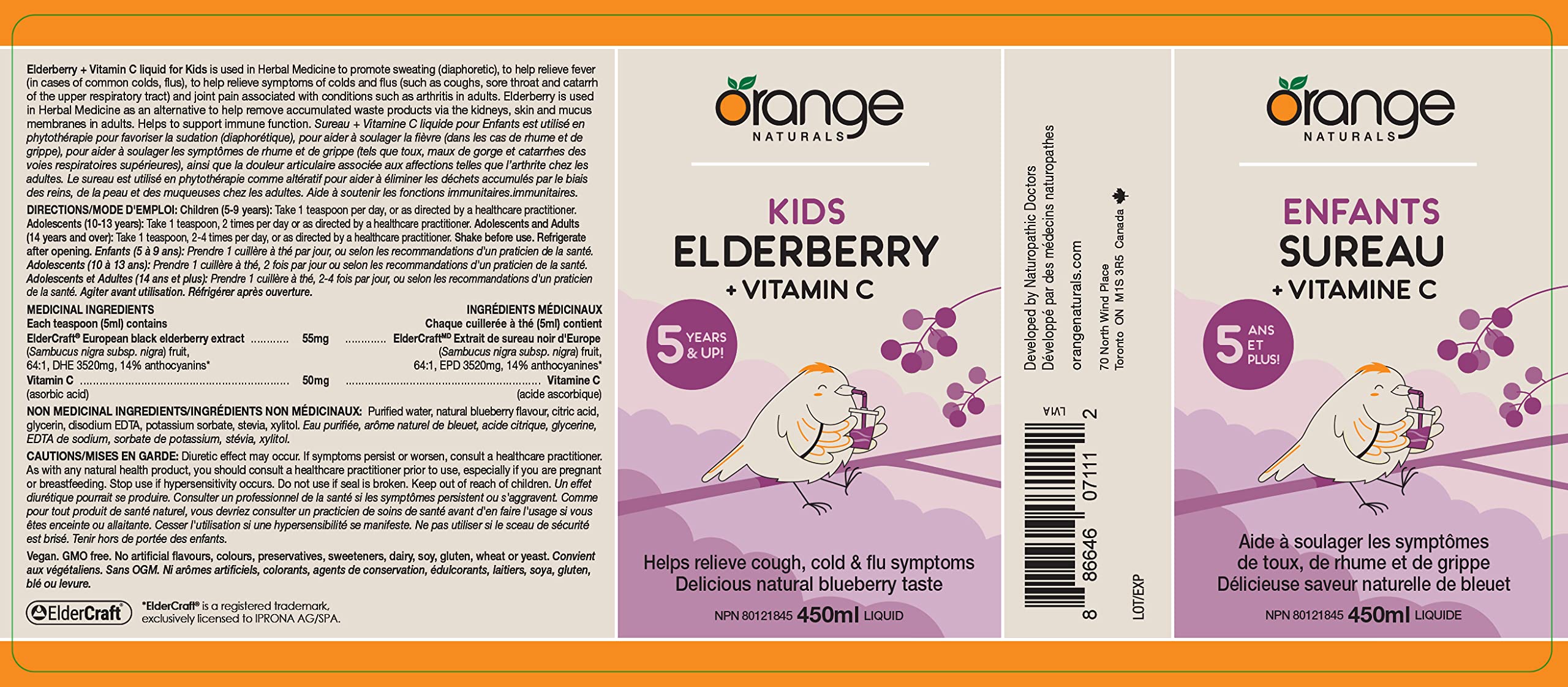 Orange Naturals Kids Vitamin C + Elderberry