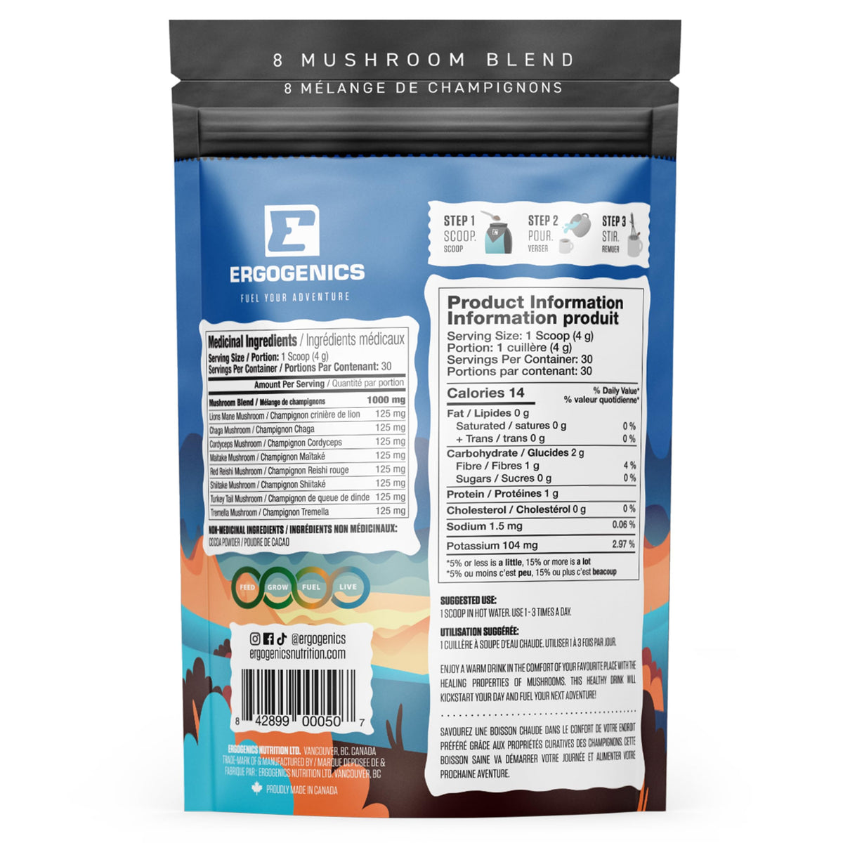 Ergogenics Nutrition 8 Mushroom Blend Powder