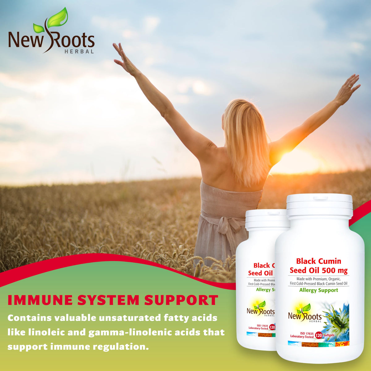 New Roots Herbal Black Seed Oil, Organic Cold Pressed, 500mg, 120 Softgels