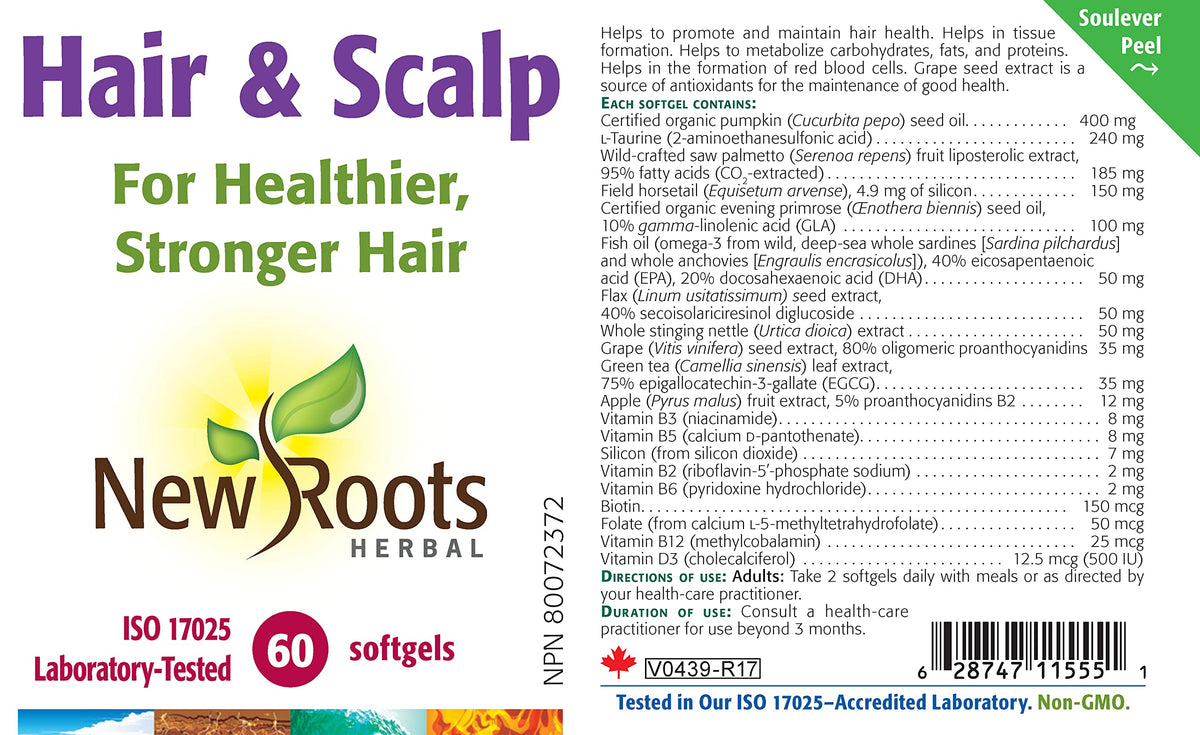 New Roots Herbal Hair Supplement for Adults, Pumpkin Seed Oil, 60 Softgels