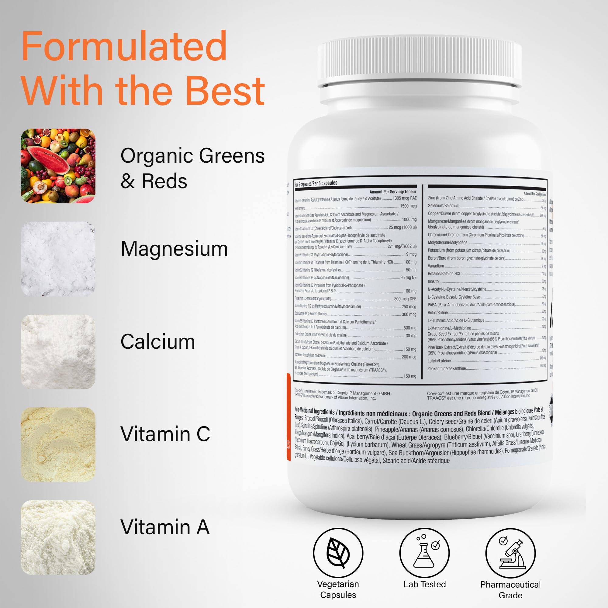 ATP LAB Total Defense, 120 gélules – Approvisionnement de 120 jours – Supplément multivitaminique/multiminéral pour adultes – Zinc et vitamine D3 avec vitamines B (B1, B2, B3, B6, B12), cuivre et magnésium, soutien du bien-être quotidien
