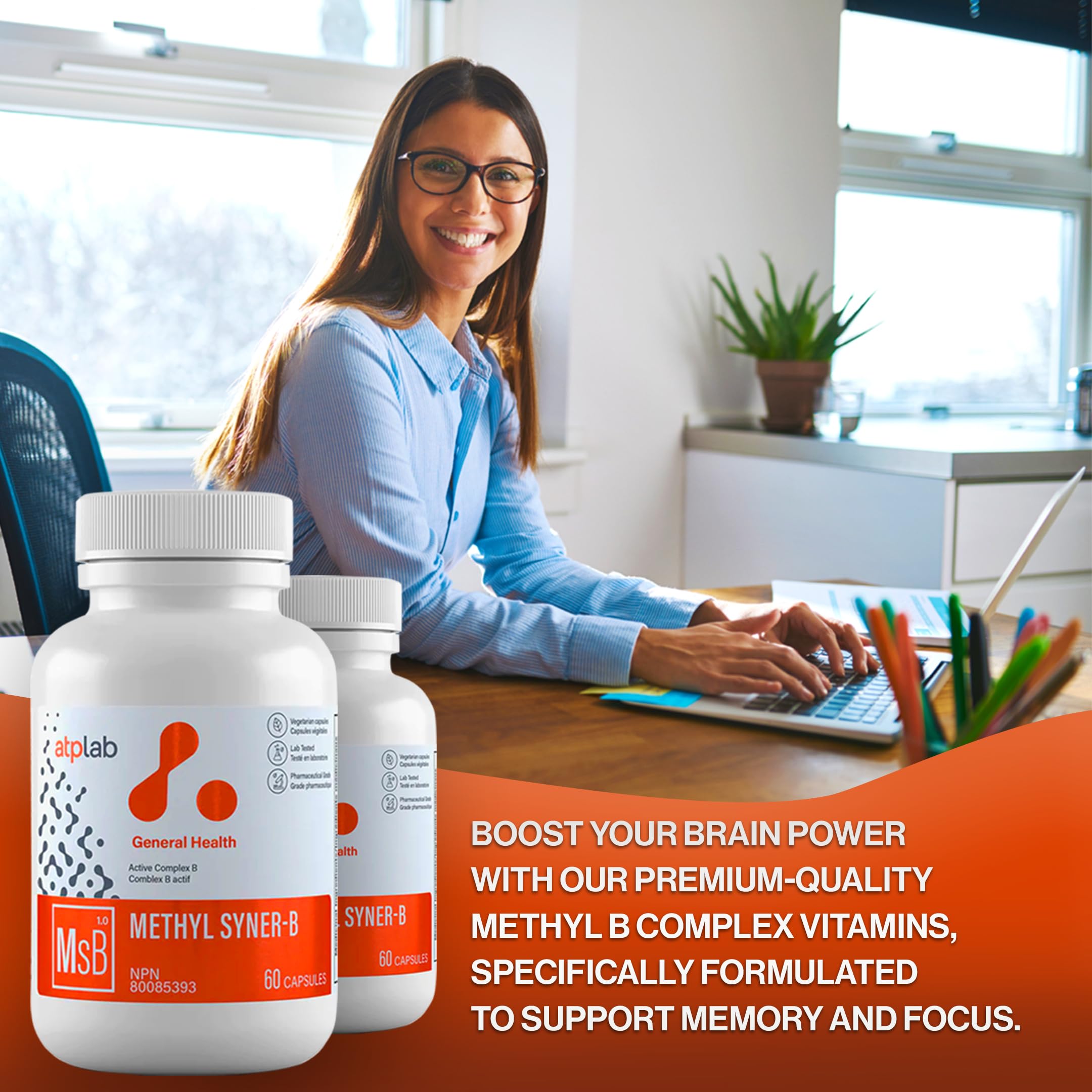 ATP LAB - Methyl Syner-B Vitamin B-Complex 60 Capsules 30-Day Supply - Methylated B Complex Vitamins -Brain Supplements for Memory and Focus - Methylated B Vitamin