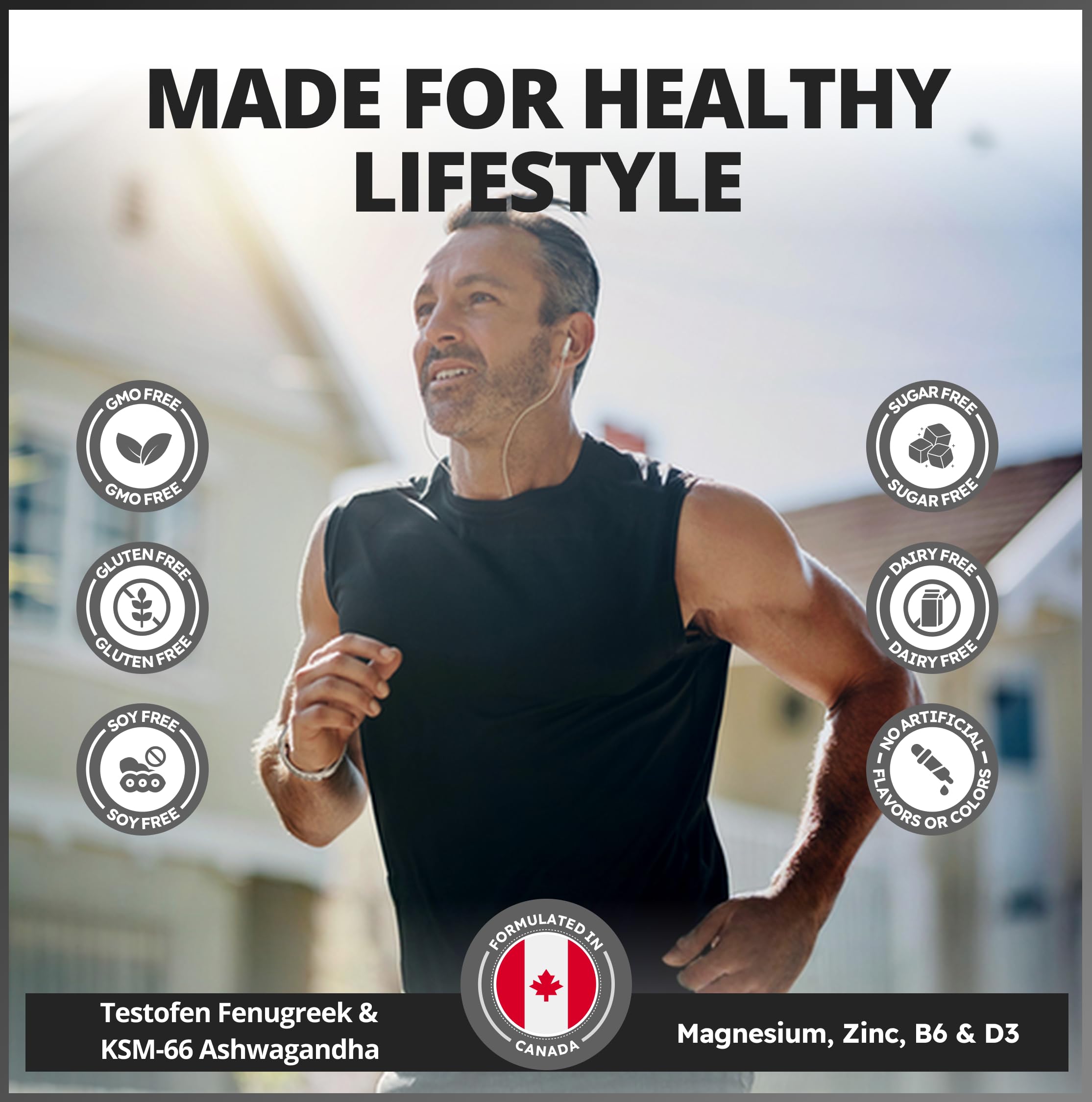 Canprev Rocket T Reconstitution de testostérone 90 capsules végétales Cure de 30 jours avec KSM-66 Ashwagandha, zinc, magnésium, vitamine B6 et D3 - Bien-être masculin, soutien de l'énergie, de la vitalité, d'un mode de vie actif et de la performance