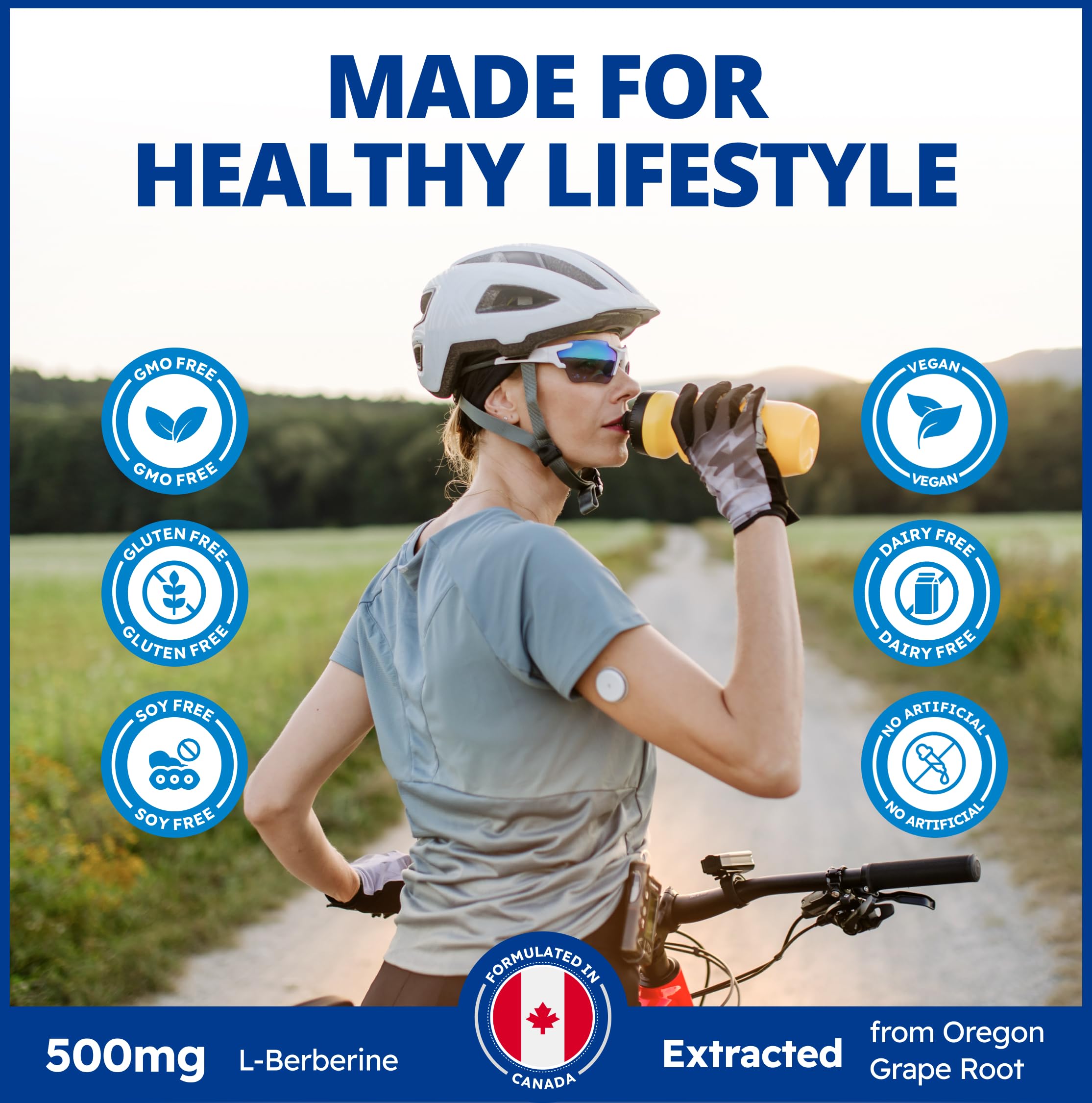 CanPrev - Berbérine 500mg, 60 gélules végétaliennes, Cure de 30 jours - Favorise un Métabolisme du Glucose Sain - Contribue au Maintien de Niveaux de Cholestérol et de Lipides Sanguins Sains - Source d'Antioxydants
