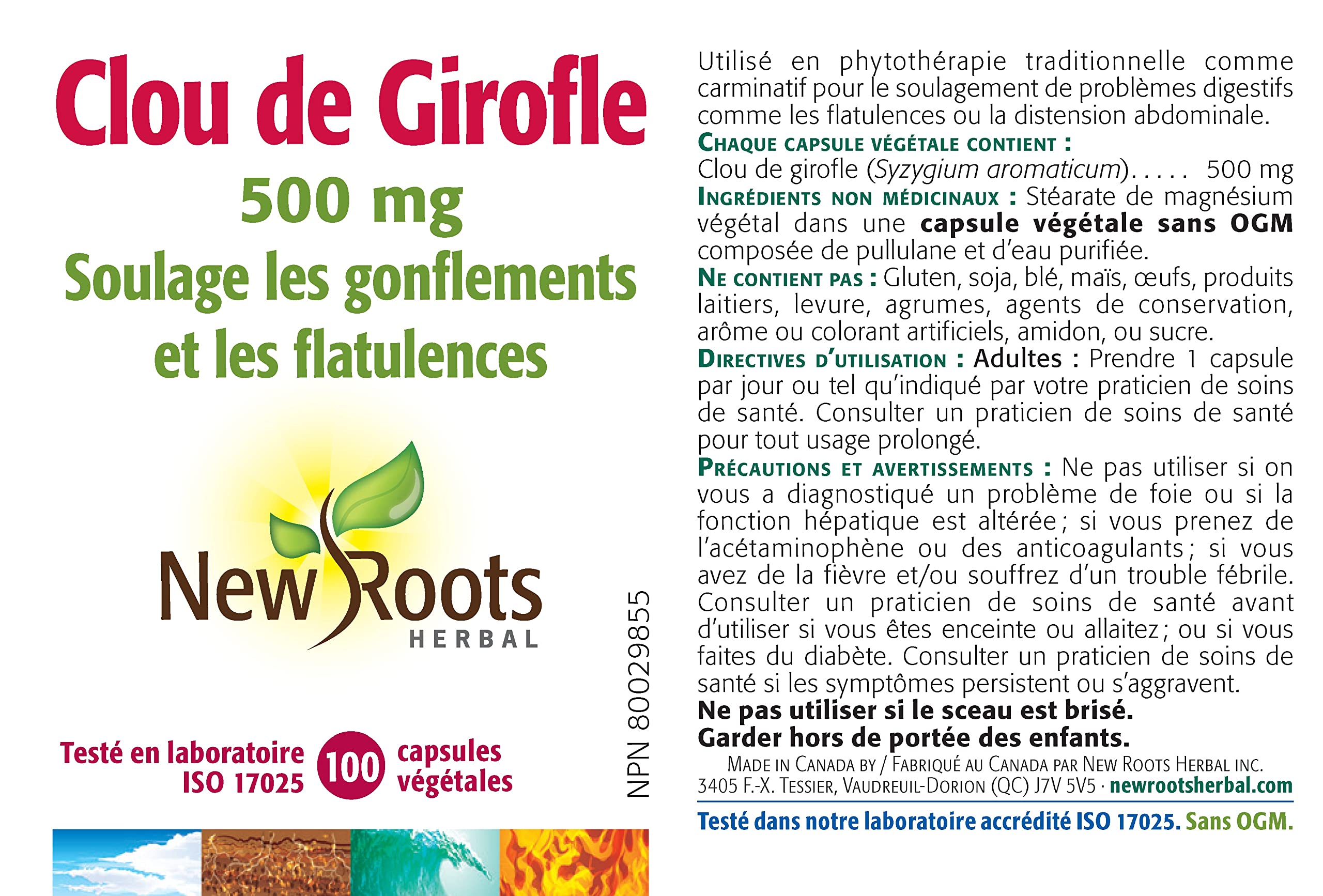 New Roots Herbal Girofle 500mg 100 Gélules Végétales 100 Jours, Traditionnellement Utilisé pour le Confort Digestif et l'Équilibre Intestinal pour Soutenir l'Harmonie d'un Intestin Sain