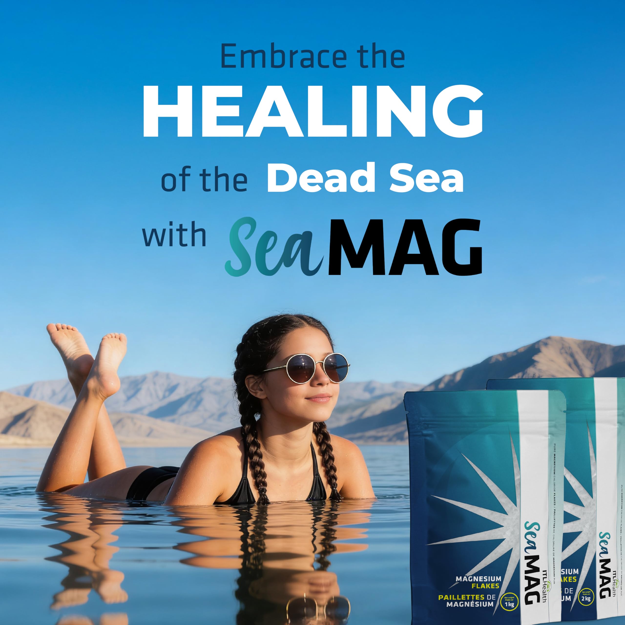 SeaMAG Magnesium Bath Salt, Alternative to Epsom Salt - 100% Pure & Natural Magnesium Flakes from The Dead Sea | High Absorption Flakes for Relaxation & Wellness