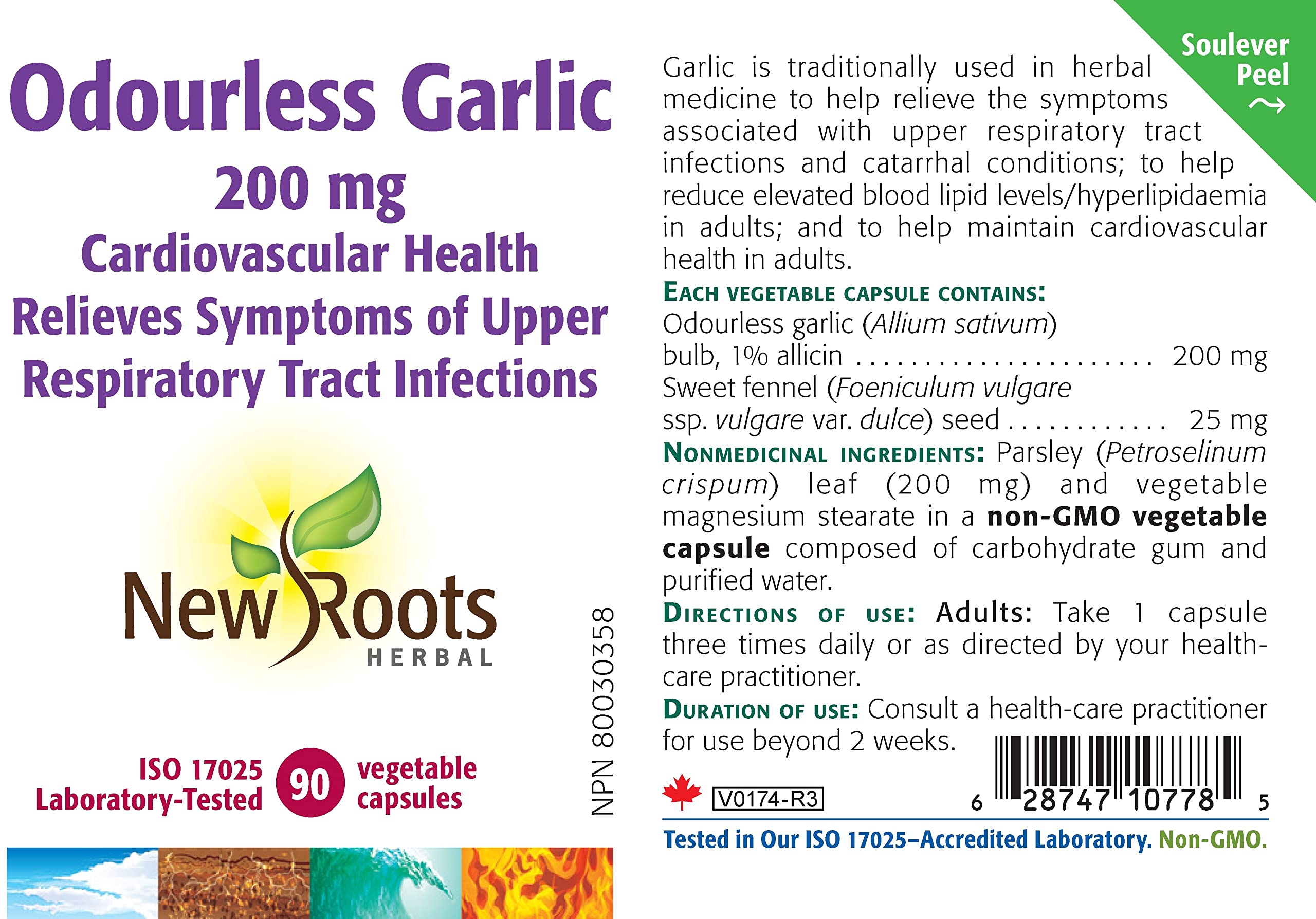 New Roots Herbal Ail Inodore 200 mg - 90 capsules - Supplément de soutien du cholestérol de première qualité - Formule pour la santé cardiaque - Sans odeur ni arrière-goût
