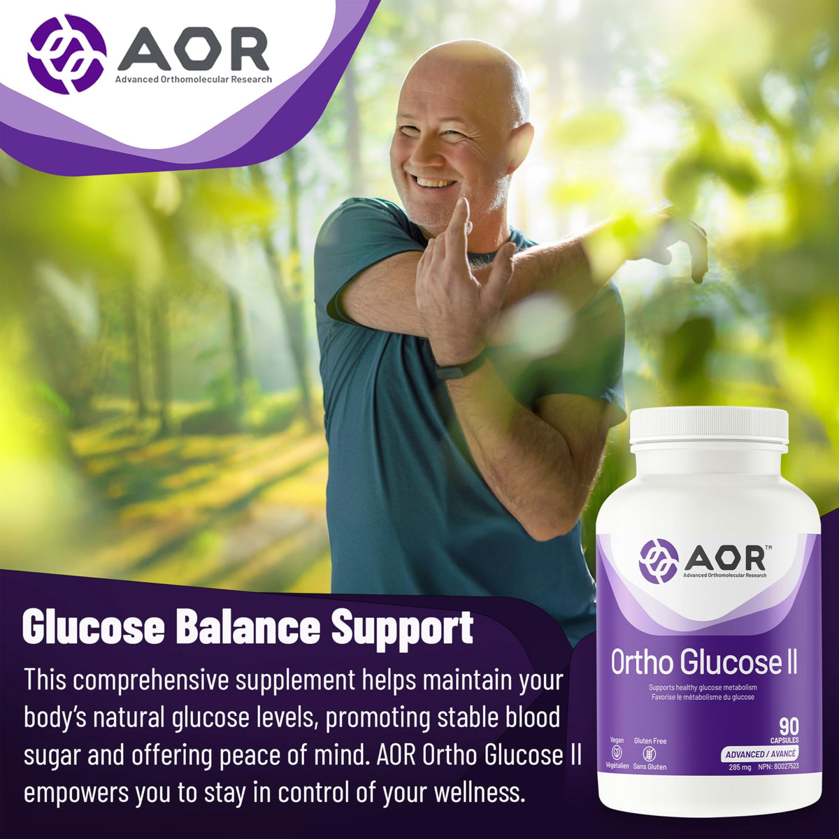 AOR Ortho Glucose II, Chromium, Gymnema Sylvestre, Gluten Free, 90 Capsules
