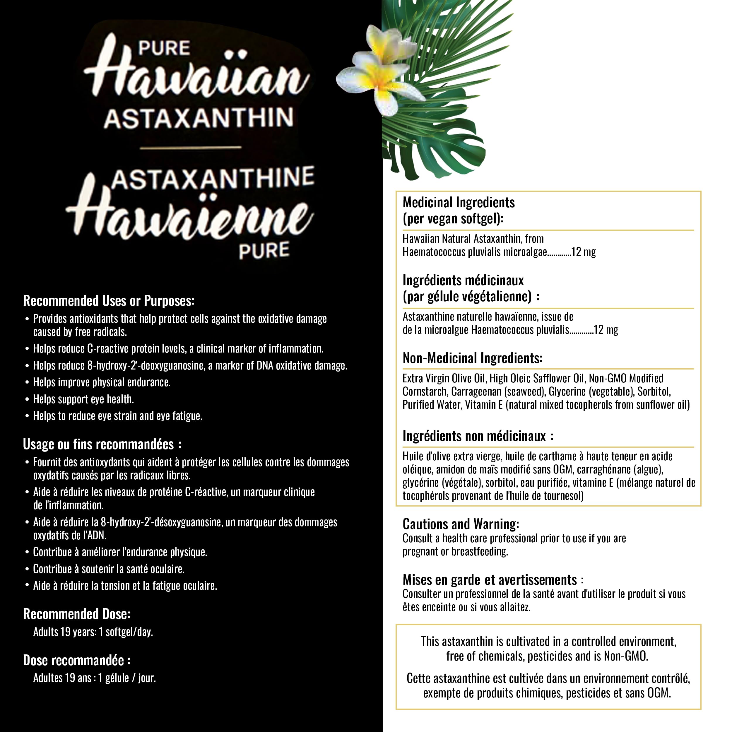Gandalf Pure Hawaiian Astaxanthin 12mg 30 Vegan Softgels 30-Day Supply - Supports Eye Comfort & Joint Flexibility, Natural Antioxidant Power, Promote Skin & Vision Wellness, Grown in Hawaii