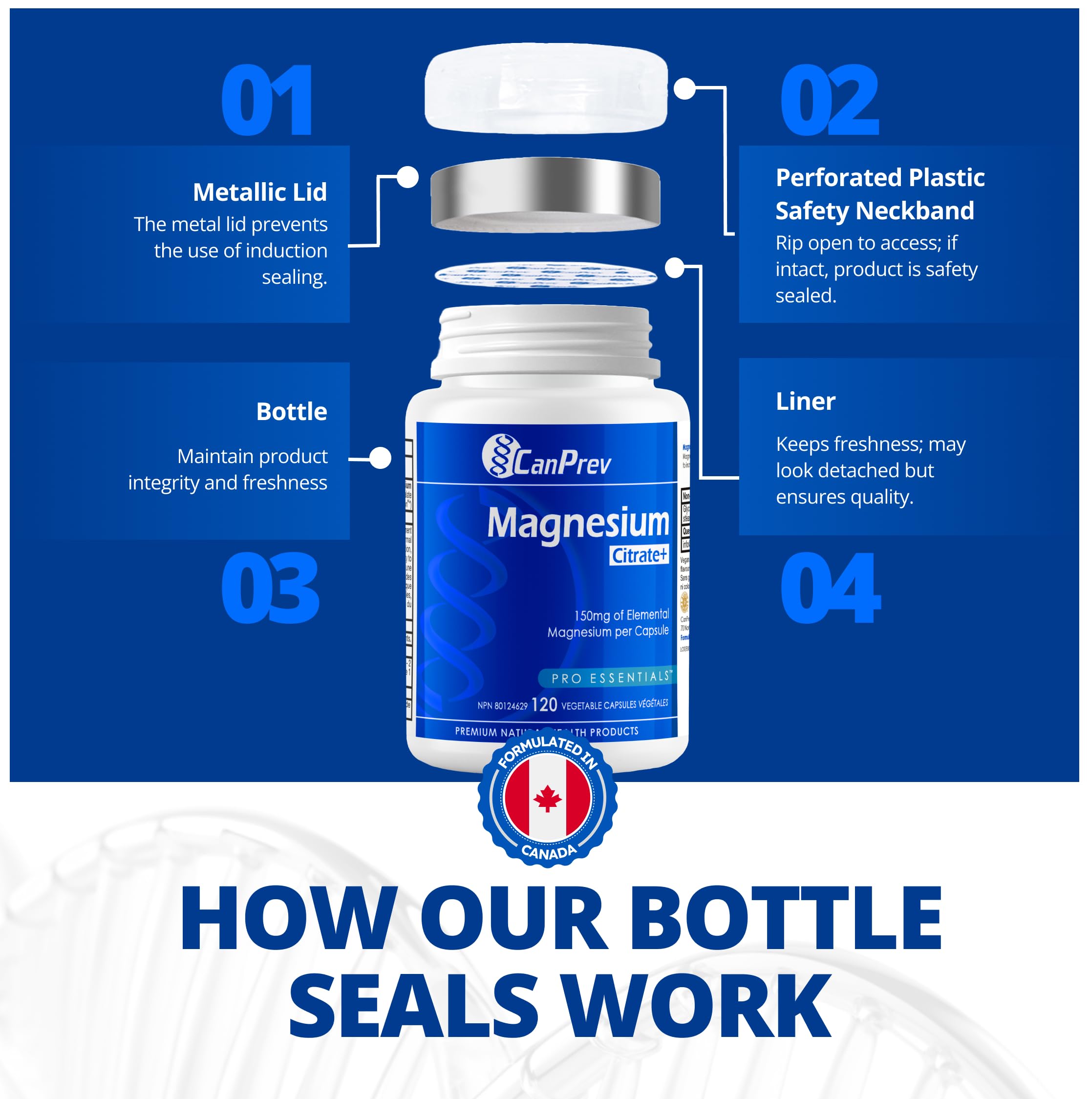 CanPrev Citrate de magnésium+, 120 gélules – 120 jours de traitement – Complément de magnésium à haute absorption, favorise la fonction physique, formule pure de citrate de magnésium biologique – Végétalien, sans OGM et sans gluten