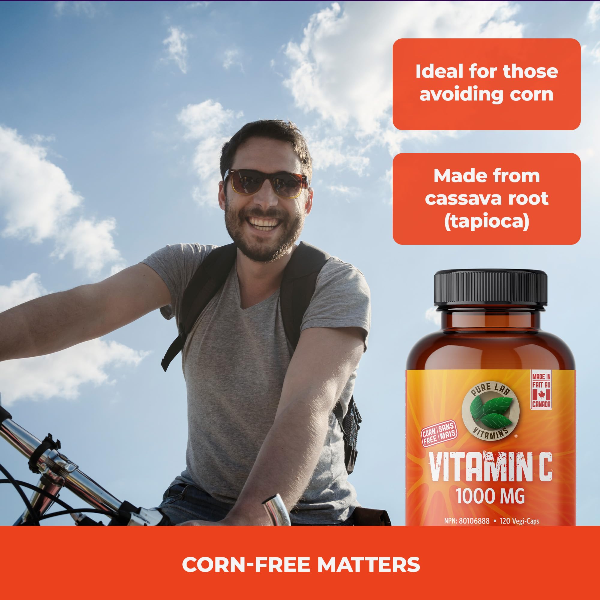 Pure Lab Vitamins - Vitamine C 1000 mg sans maïs - 120 gélules végétales