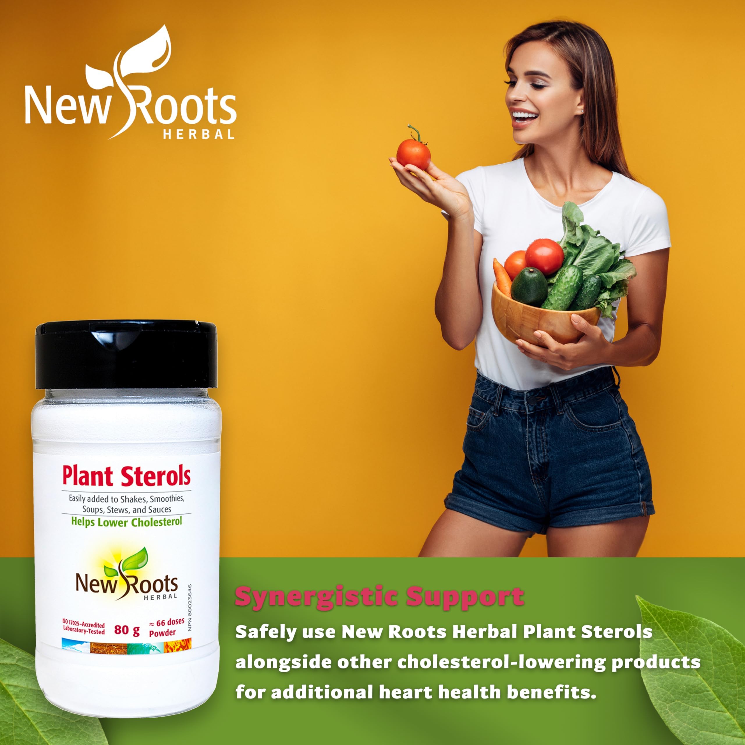 New Roots Herbal - Stérols végétaux, 80g Poudre 66 portions - Supplément pour Shakes, Smoothies, Soupes, Ragoûts, Sauces pour pâtes, Cuisine - Comprend du bêta-sitostérol et des stanols - Soutient les objectifs nutritionnels