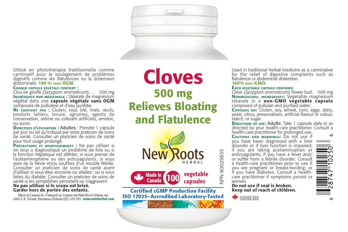 New Roots Herbal Clove Capsules, 500mg, 100 Veg Capsules, 100-Day Supply