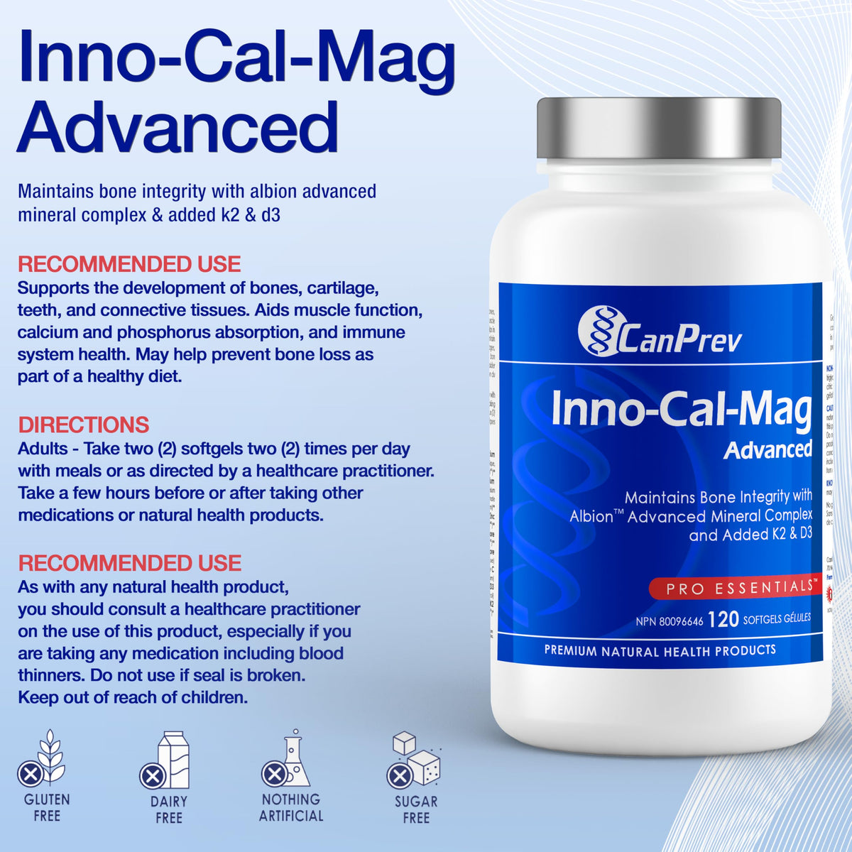 CanPrev Inno-Cal-Mag Calcium Magnesium Bisglycinate Softgels, 120 Softgels
