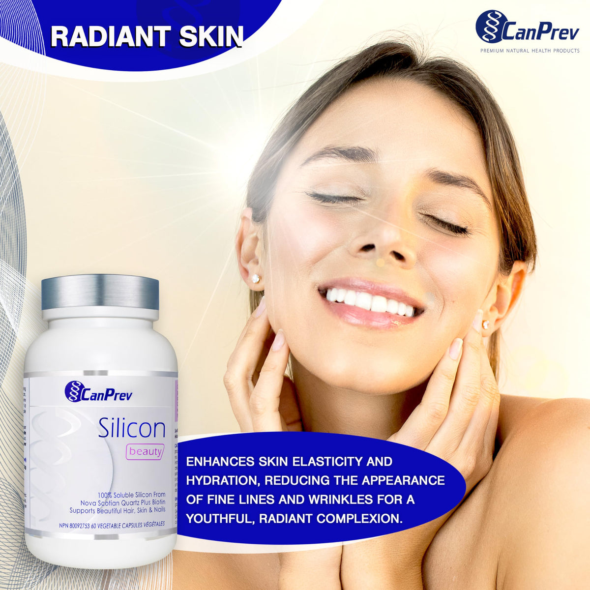CanPrev Silicon Beauty Biotin Capsules, Hair Skin & Nail, 60-Day Supply