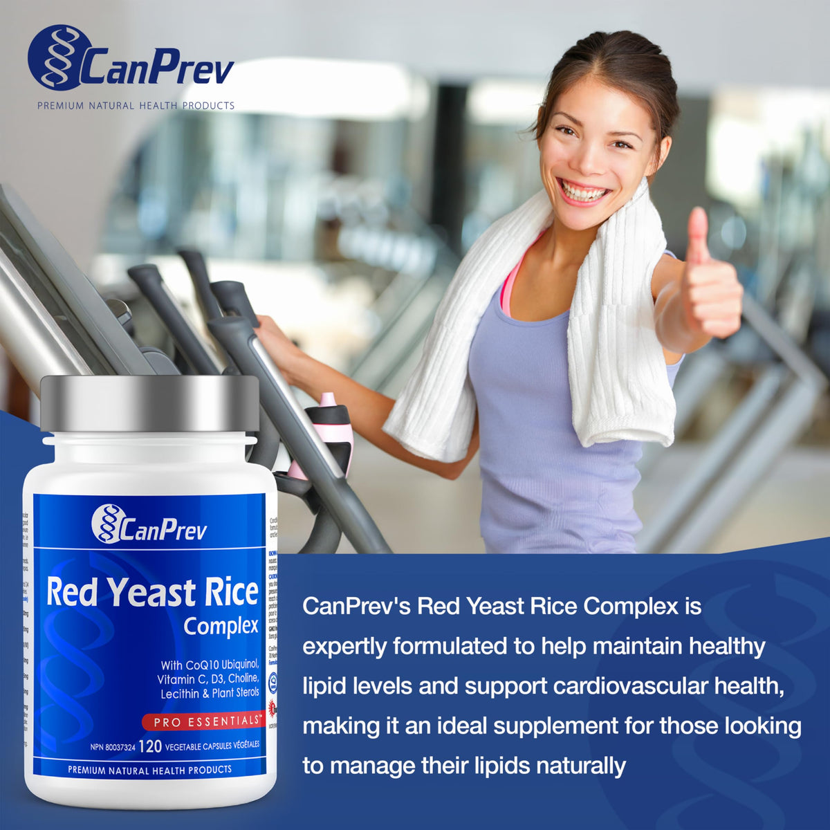 CanPrev Red Yeast Rice, CoQ10 Ubiquinol, Vitamin C, 120 Caps, 60-Day Supply