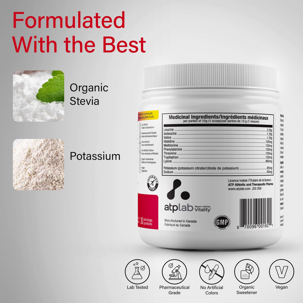 atplab Pure EAA Powder, Mixed Berry Lemonade, 300g, 30 Servings