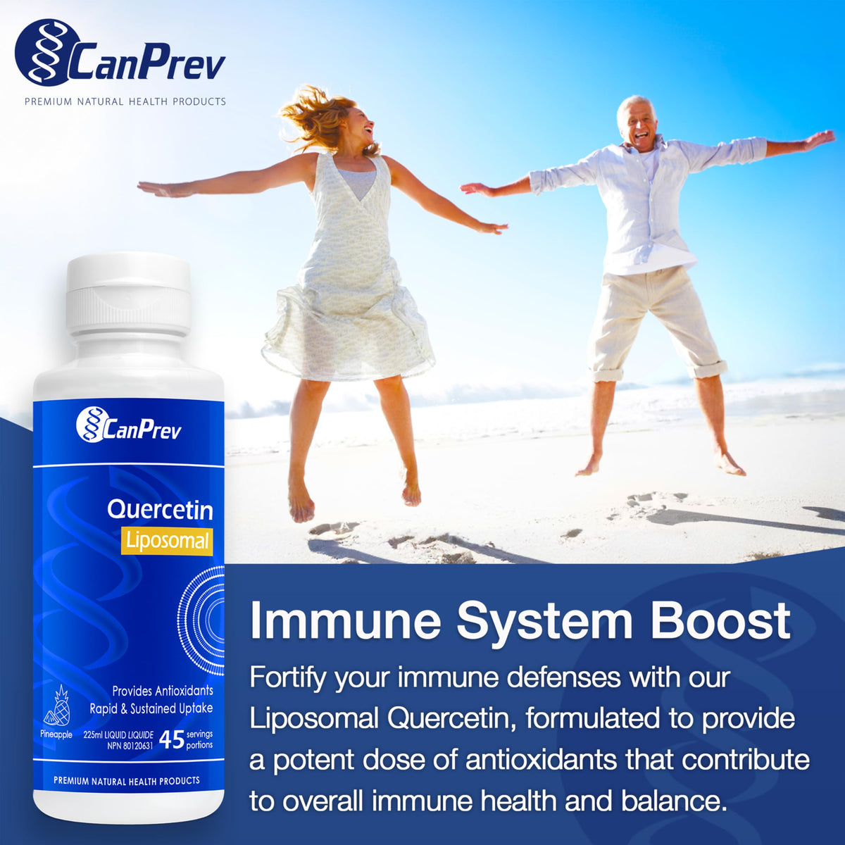 CanPrev Liposomal Quercetin Liquid, 166.6mg per 5ml, 225ml, 45 Servings