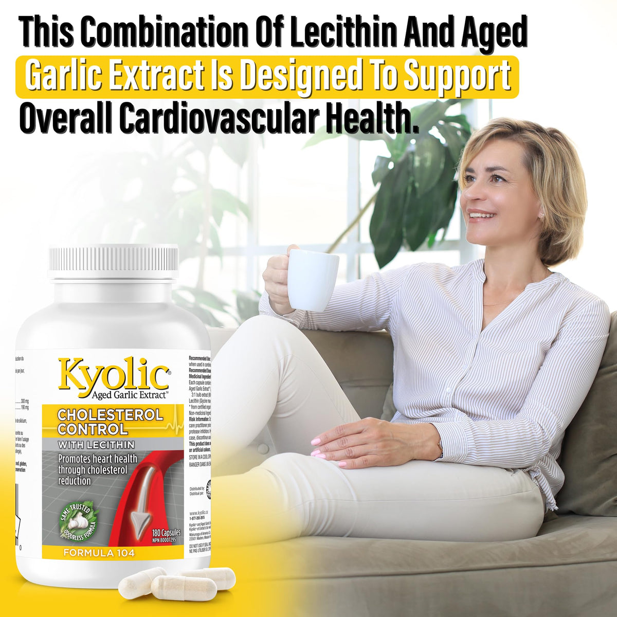 Kyolic Formula 104 Aged Garlic Extract, Garlic Supplements, 45 Day Supply