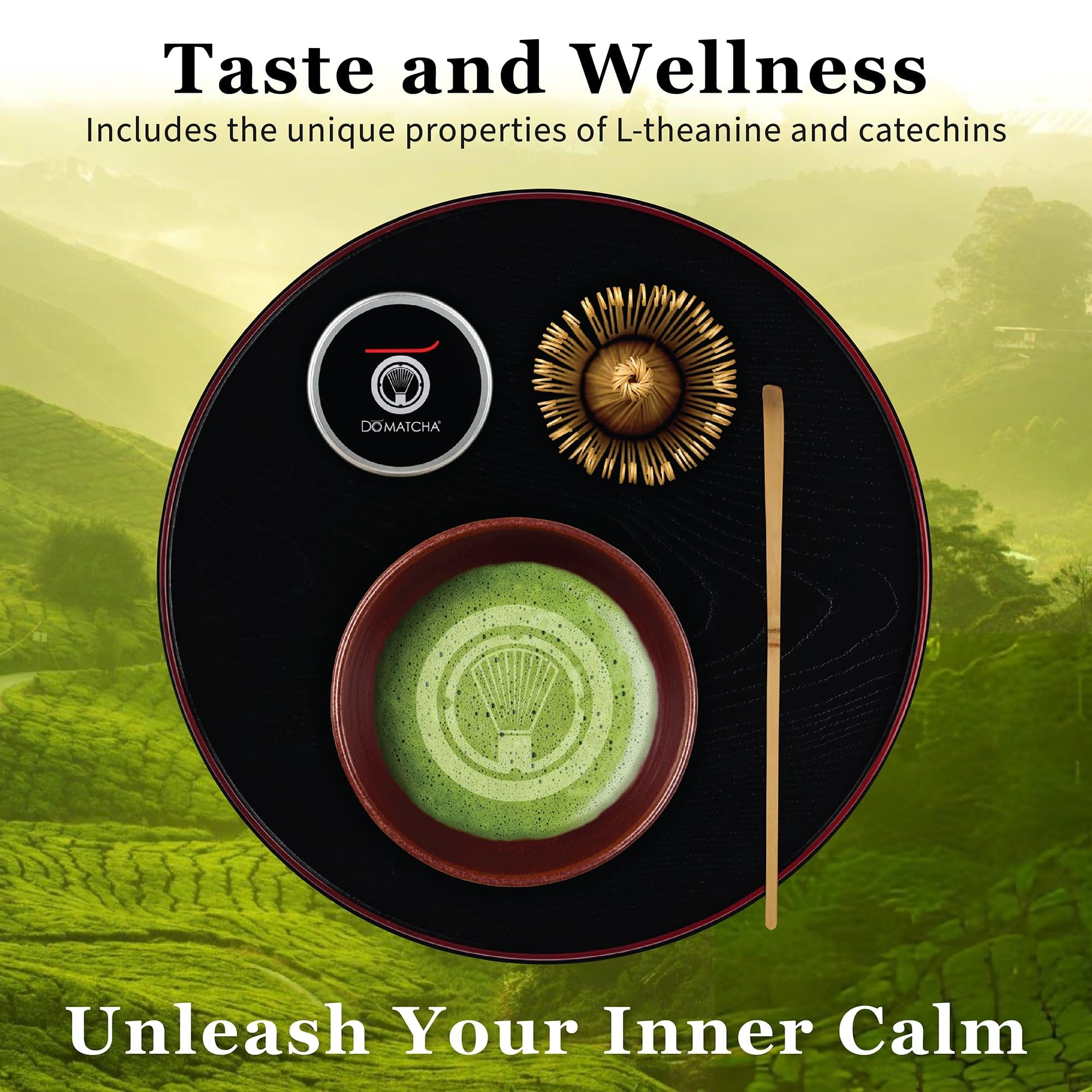 Poudre de Matcha Cérémonial DoMatcha, Thé Vert Japonais d'Uji – Goût Doux et Sucré, Riche en L-Théanine pour le Calme et la Concentration – Idéal pour les Lattes et les Rituels Quotidiens, Certifié Casher