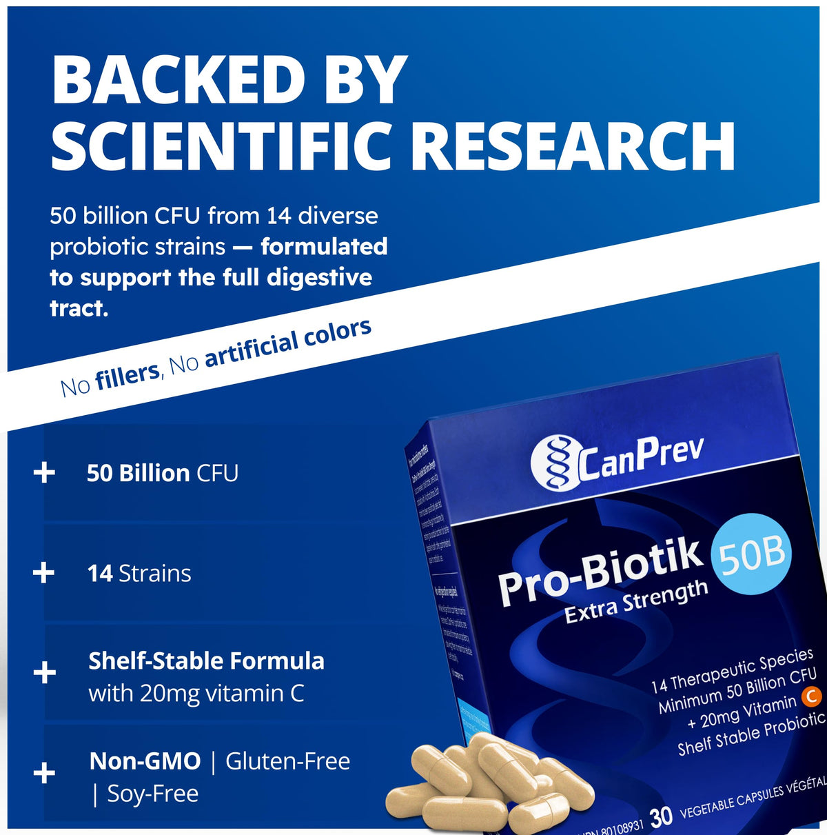 CanPrev Pro-Biotik 50B Lactobacillus Probiotic, 50B CFUs, 30 Day Supply