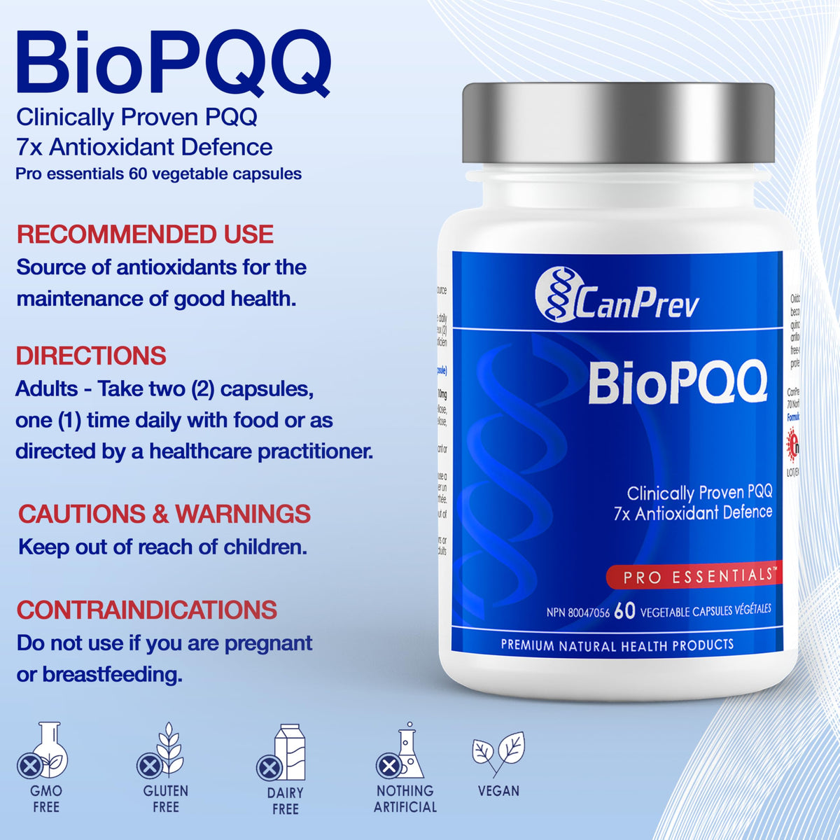 CanPrev BioPQQ Supplement, Vegan, Non-GMO, 10 mg, 60 Capsules