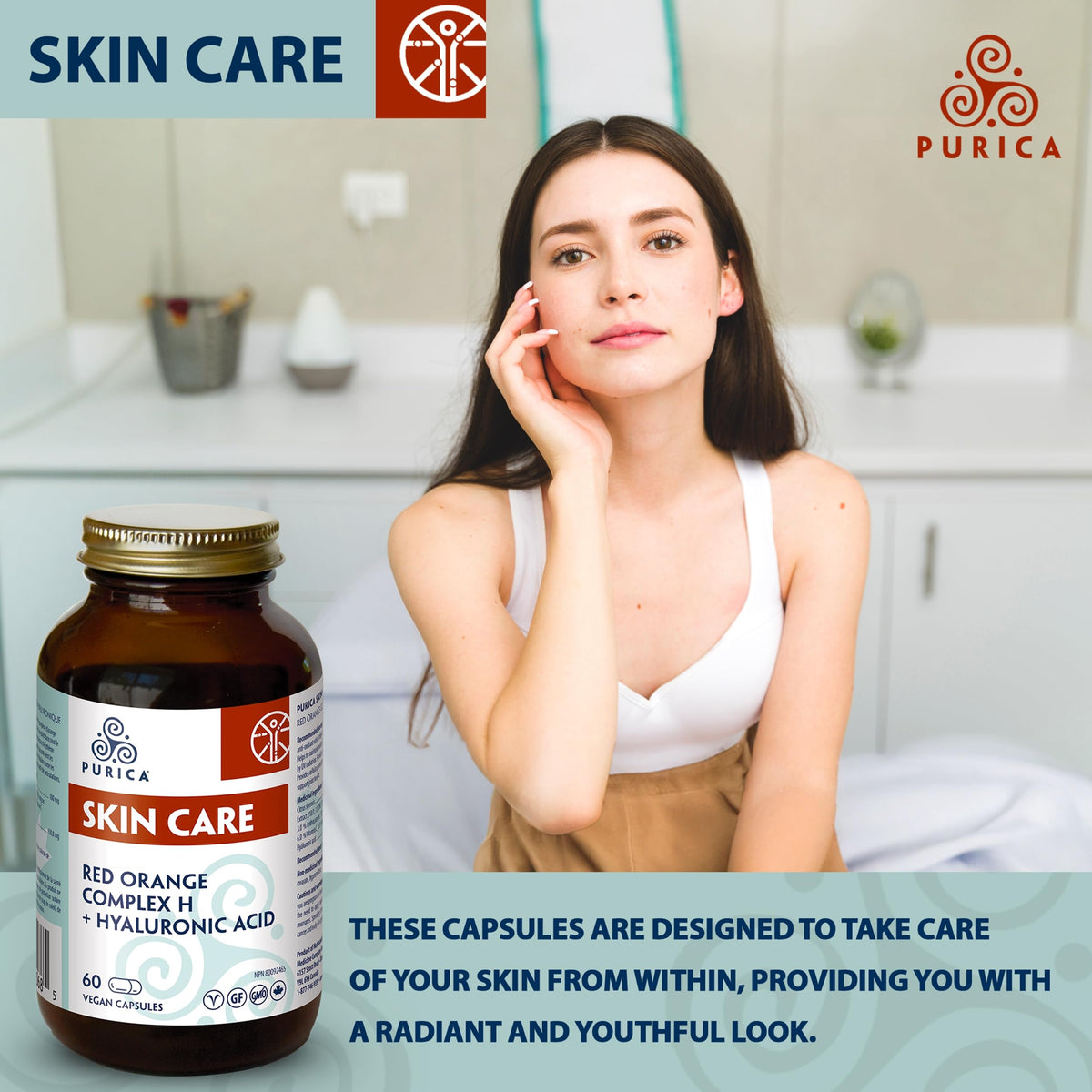 PURICA Skin Care, Red Orange Complex, Hyaluronic Acid, 60 Day Supply