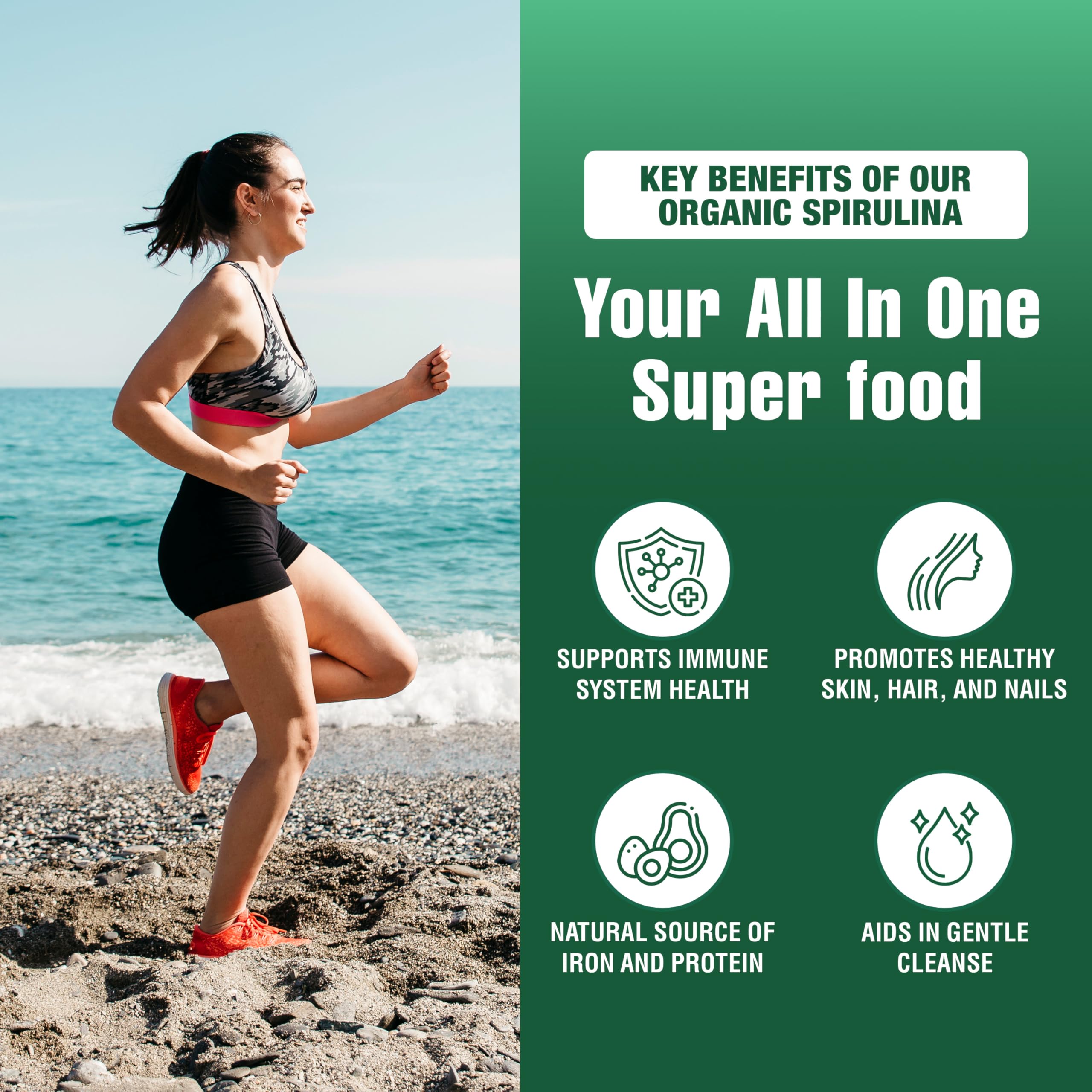 Gandalf Organic Spirulina Powder 300g 60-Servings - Pure Blue-Green Algae Superfood - Vegan, Packed with Iron, Antioxidants and Essential Nutrients, Perfect for Smoothies and Recipes