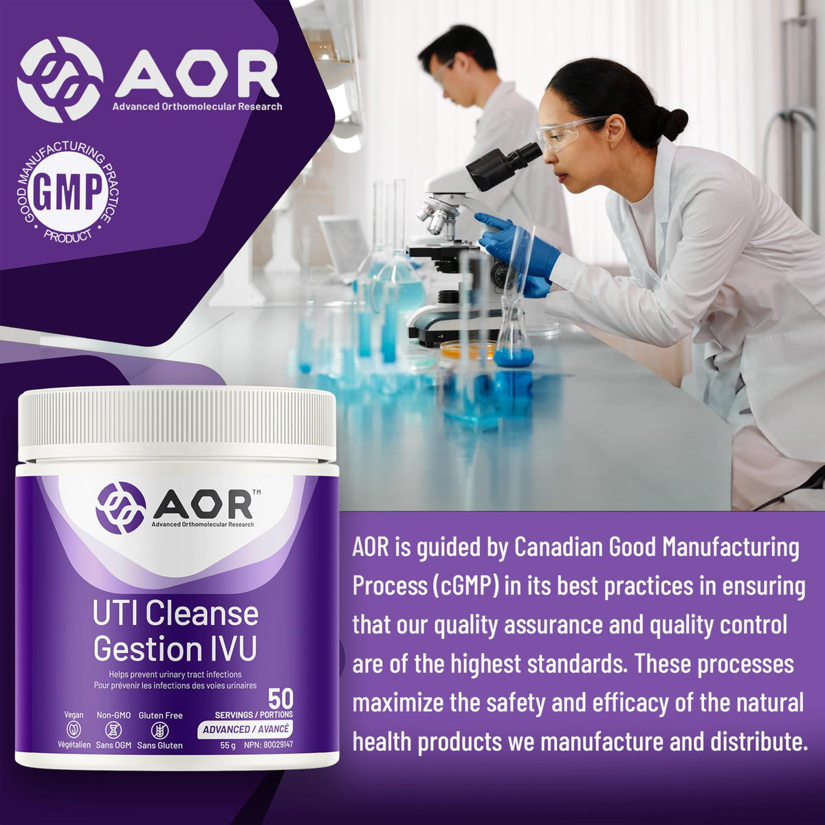 AOR UTI Cleanse Cranberry Powder for Women, 55g, 50 Servings