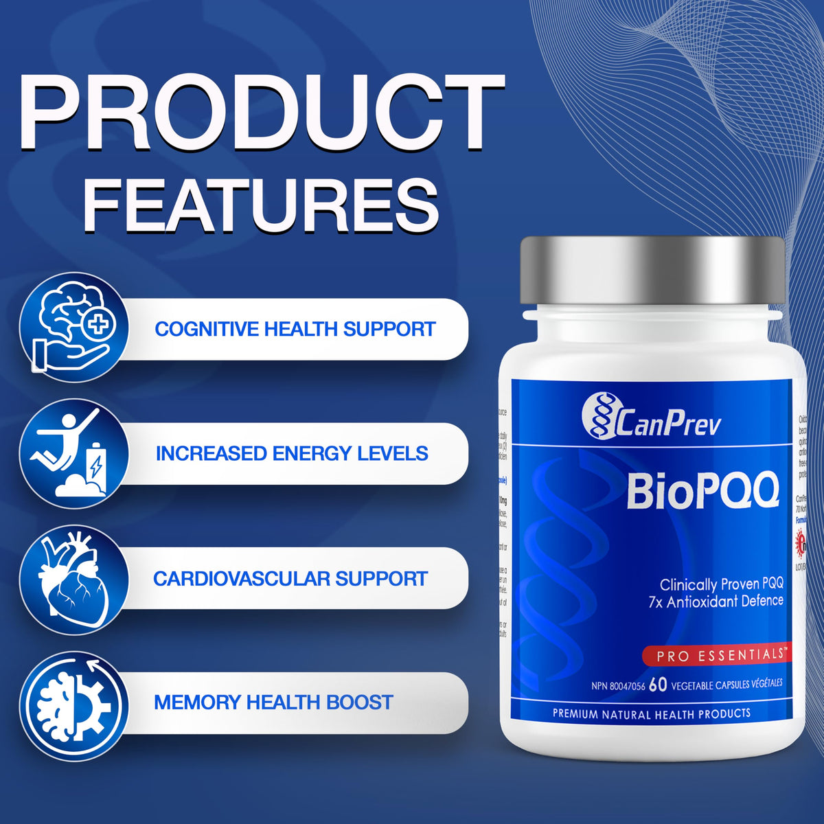 CanPrev BioPQQ Supplement, Vegan, Non-GMO, 10 mg, 60 Capsules